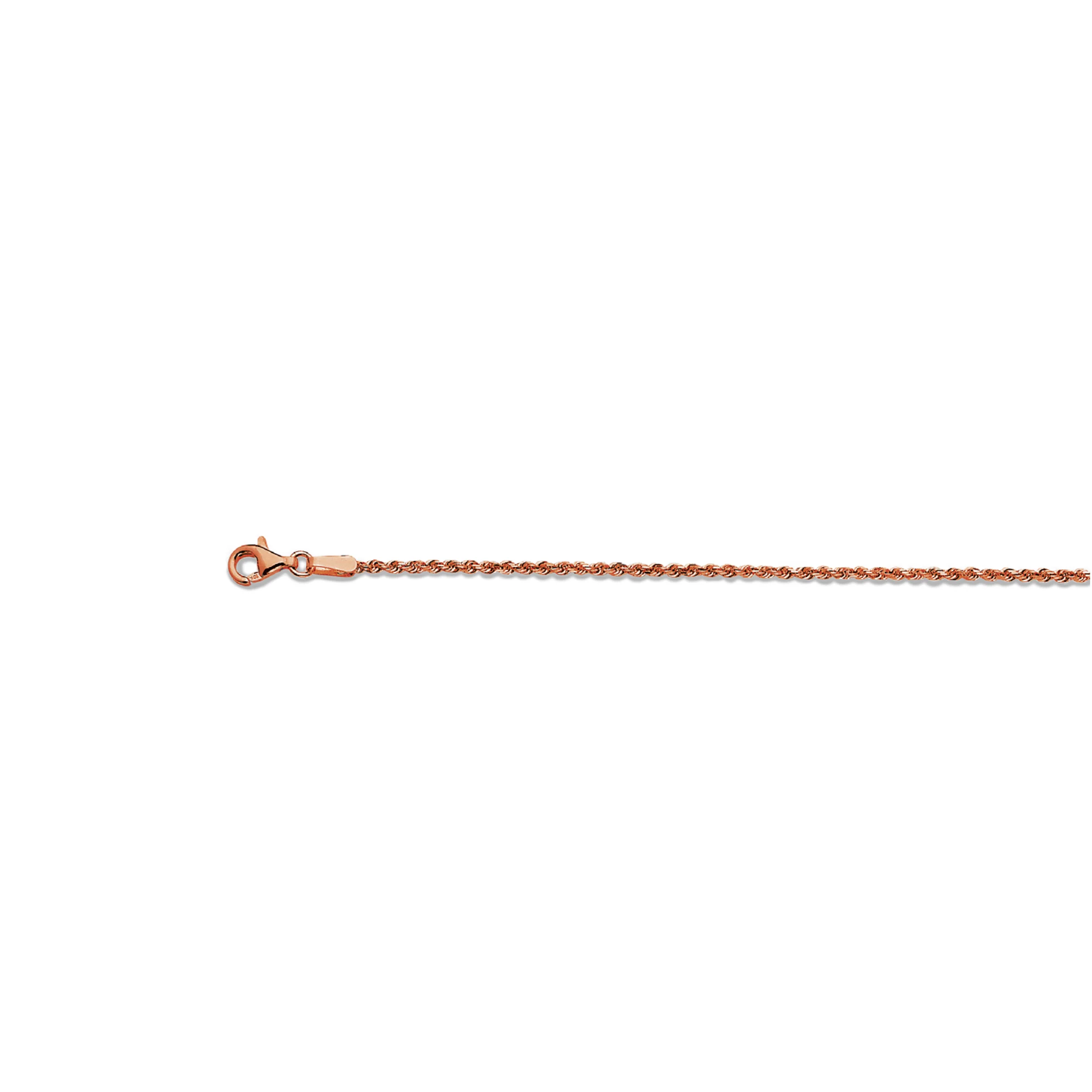 1.5mm Solid Diamond Cut Rope Chain - 14k Rose Gold - Image 2