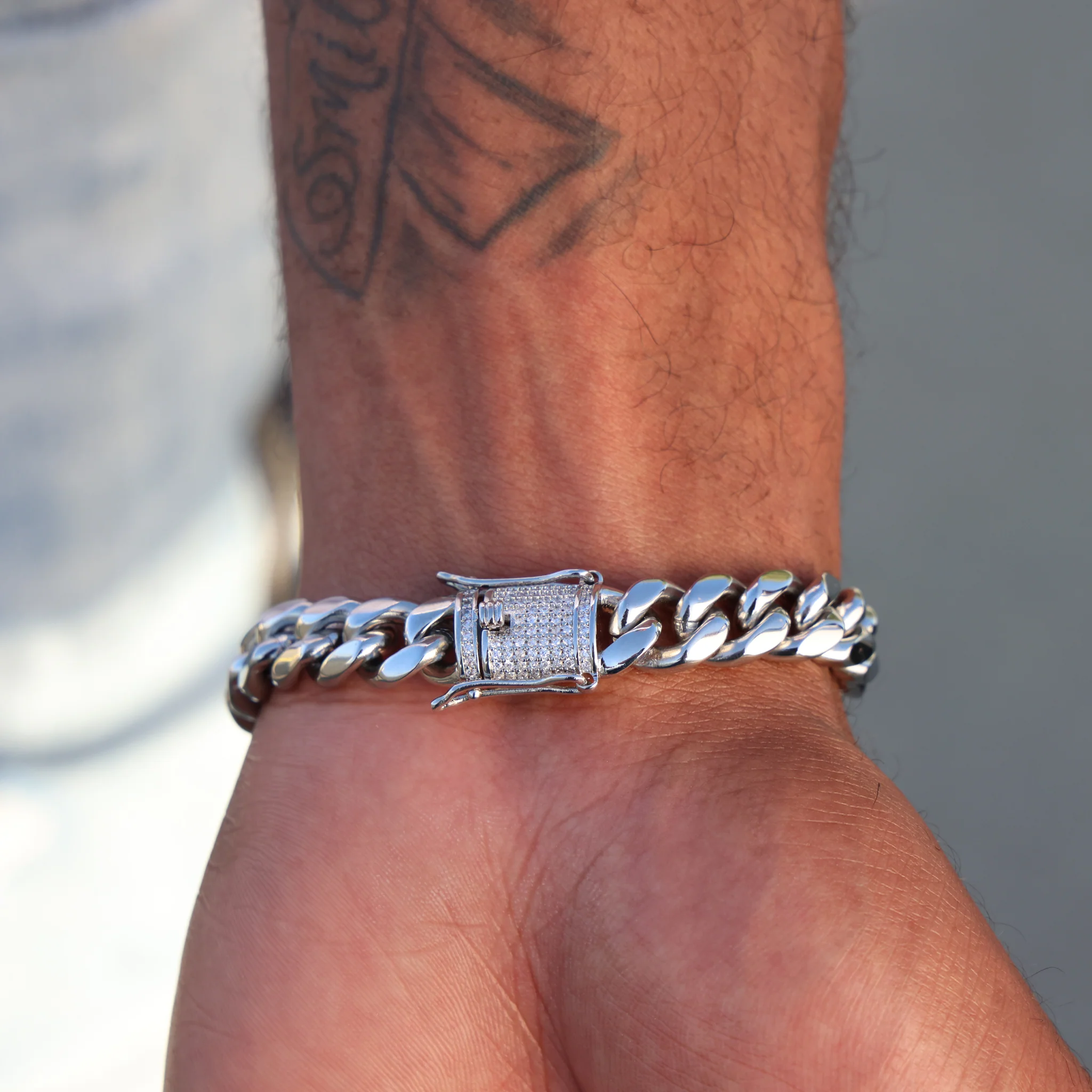 10mm Miami Cuban Bracelet (Iced Out Clasp) - Premium 316L Stainless - Image 4