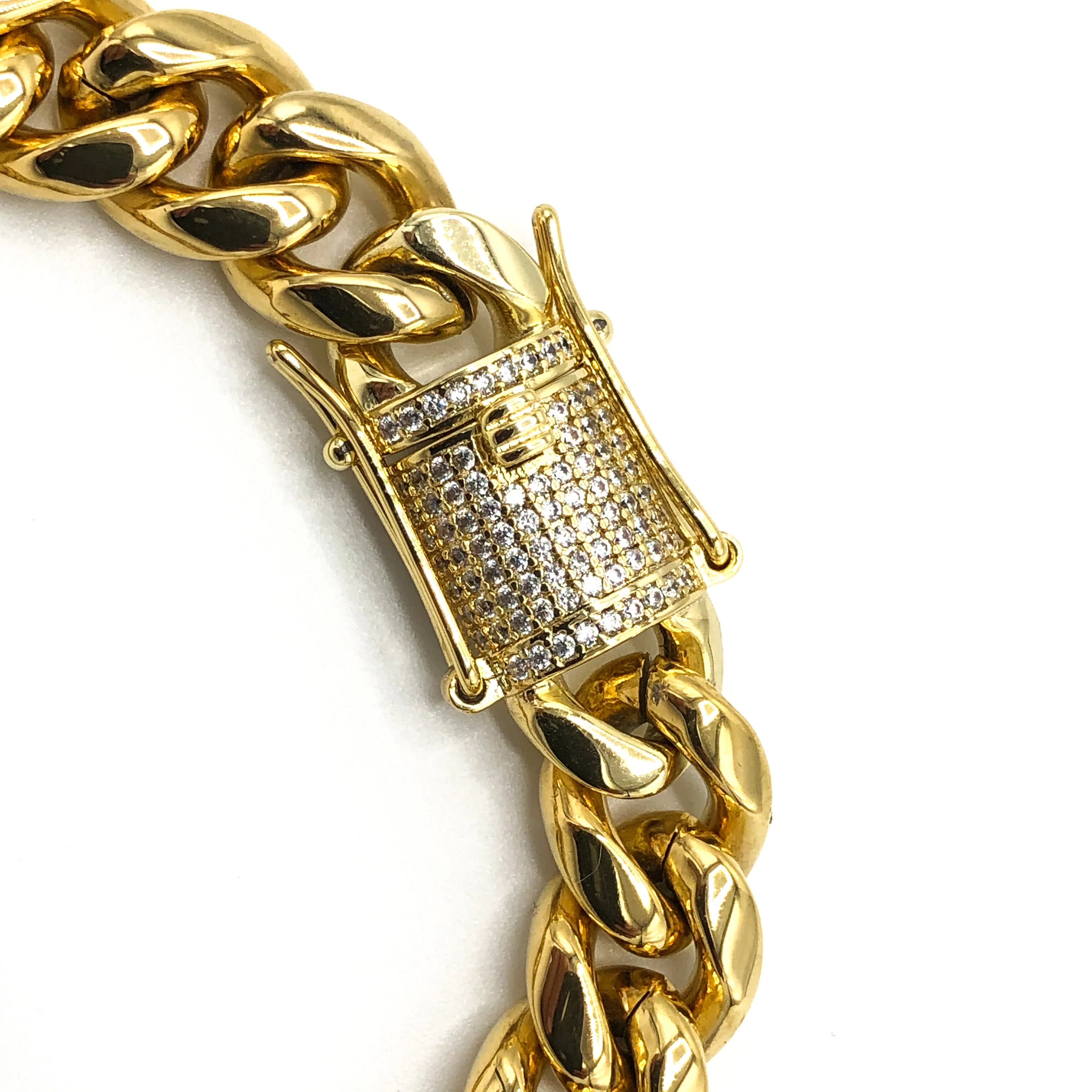 10mm Miami Cuban Bracelet (Iced Out Clasp) - Gold - Image 3