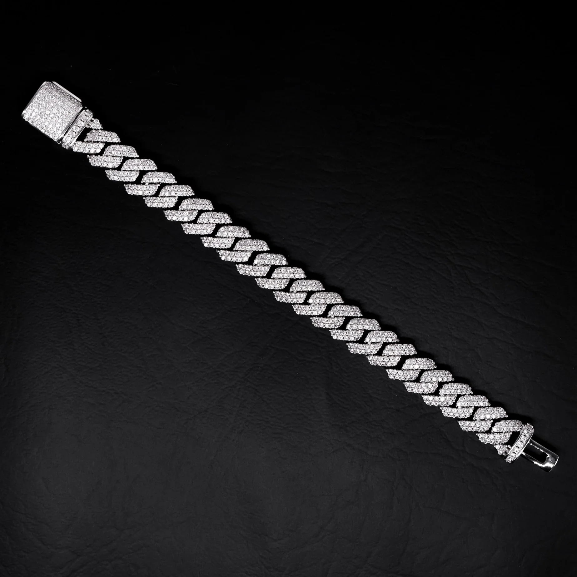 10mm Moissanite Prong Link Cuban Bracelet - 925 Silver - Image 5