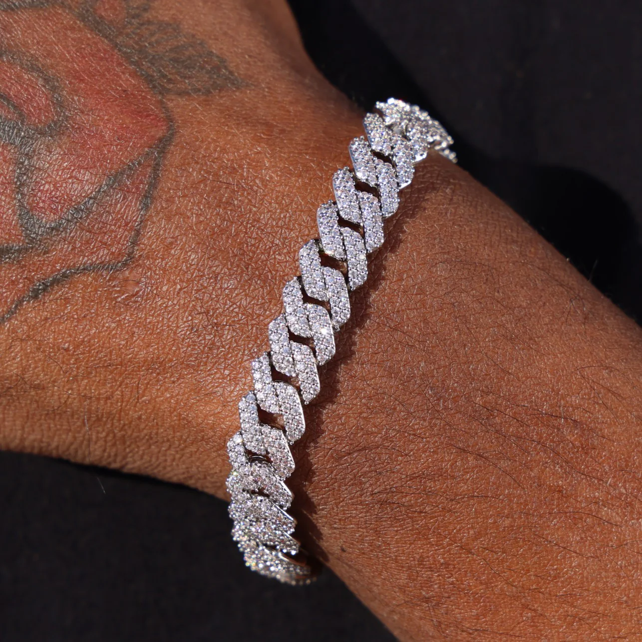 10mm Moissanite Prong Link Cuban Bracelet - 925 Silver