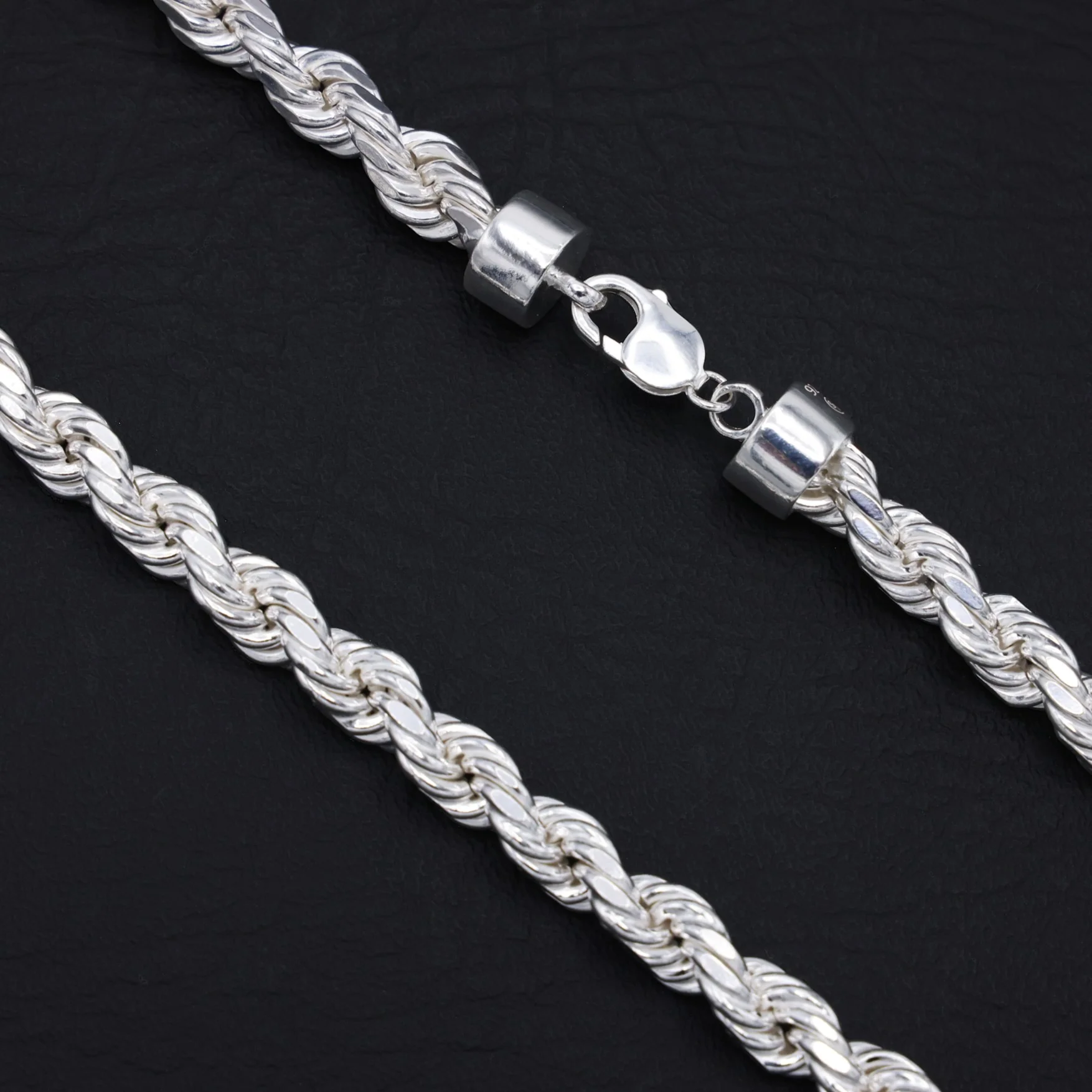 10mm Solid Diamond Cut Rope Chain - 925 Silver - Image 2