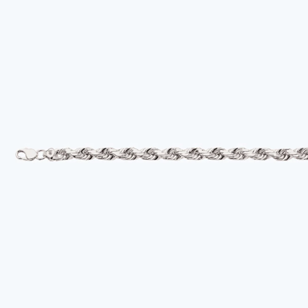 10mm Solid Diamond Cut Rope Chain - 14k White Gold - Image 2