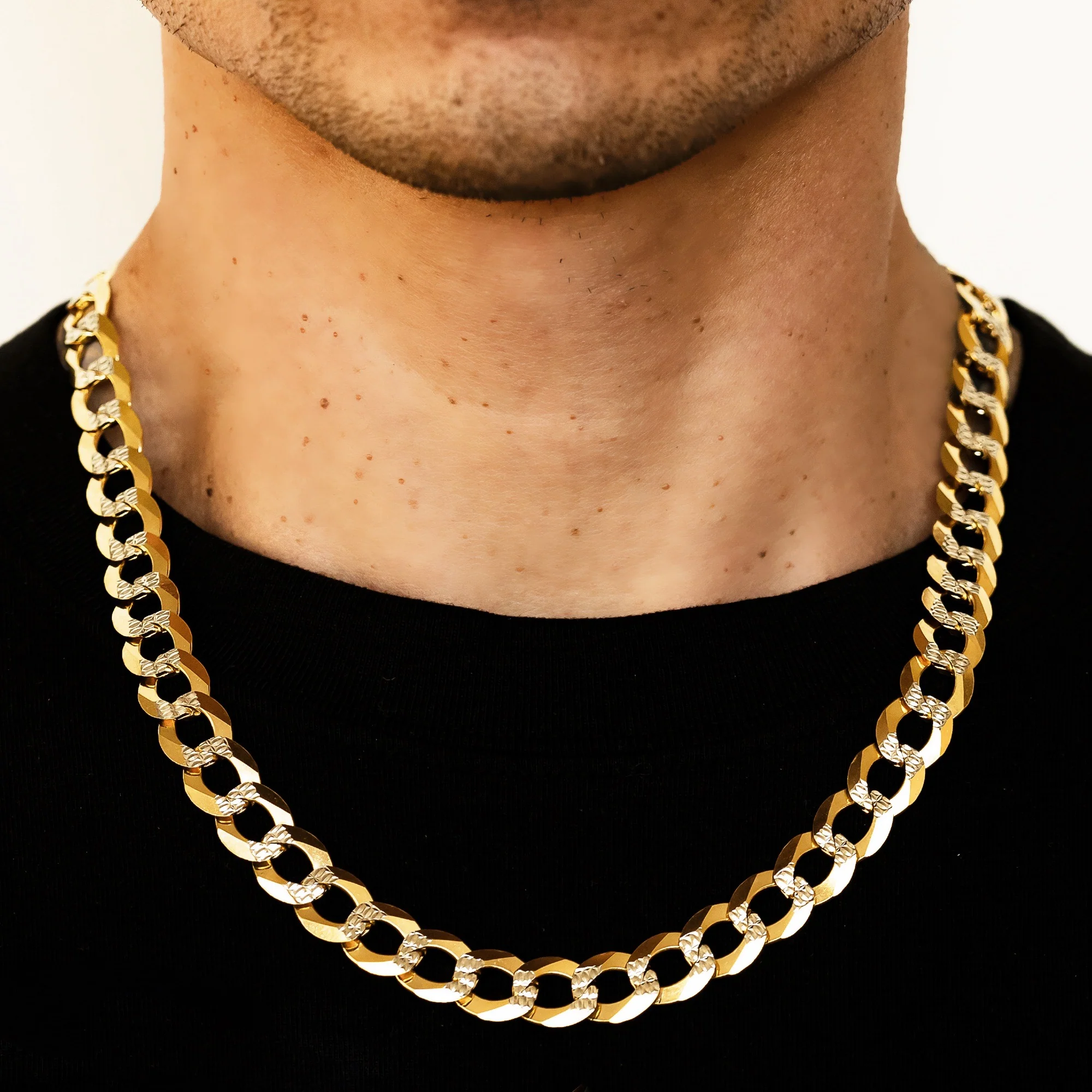 11mm Solid Pave Curb Cuban Chain - 14k Gold