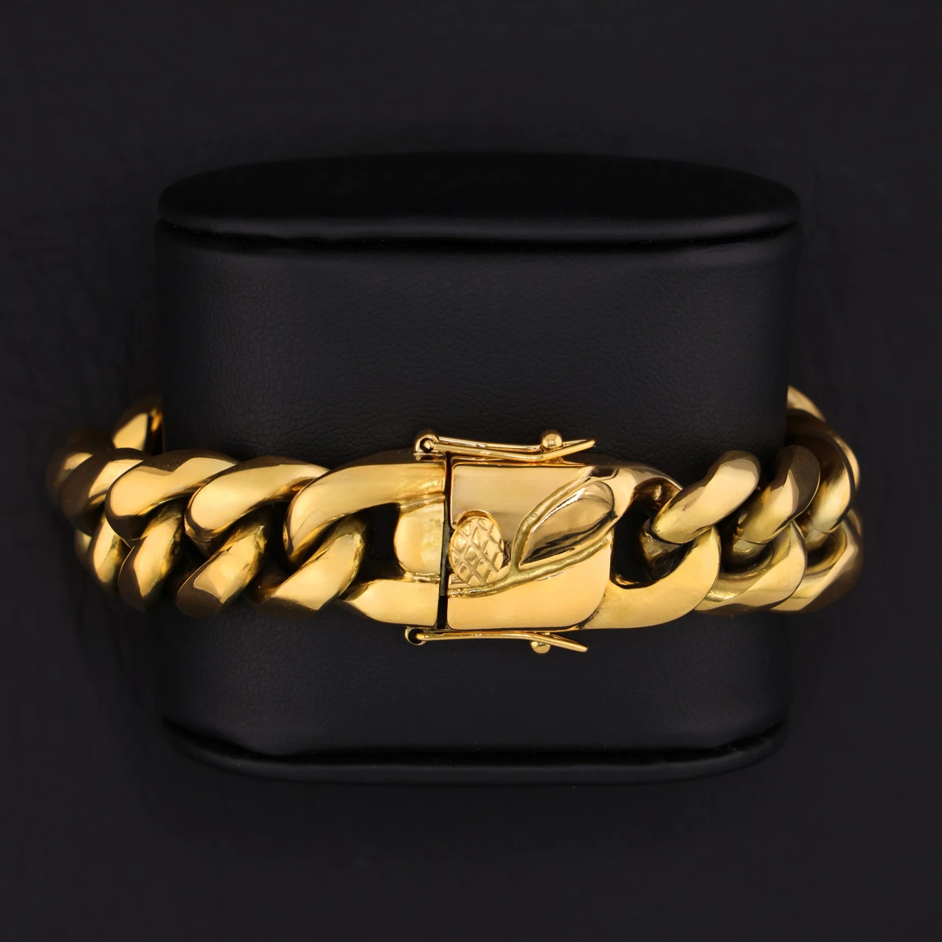 18mm Miami Cuban Bracelet - Gold - Image 2