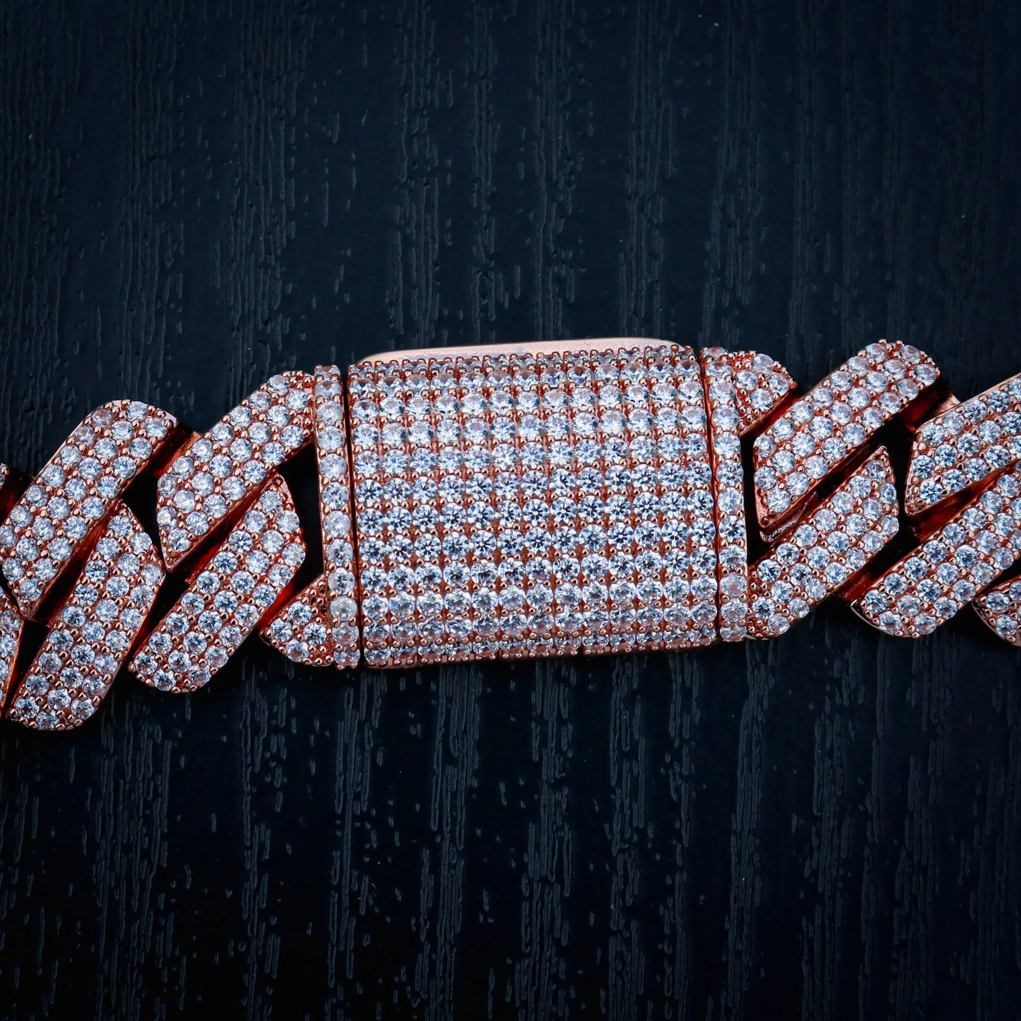 19mm Diamond Prong Link Cuban Necklace - Rose Gold - Image 3
