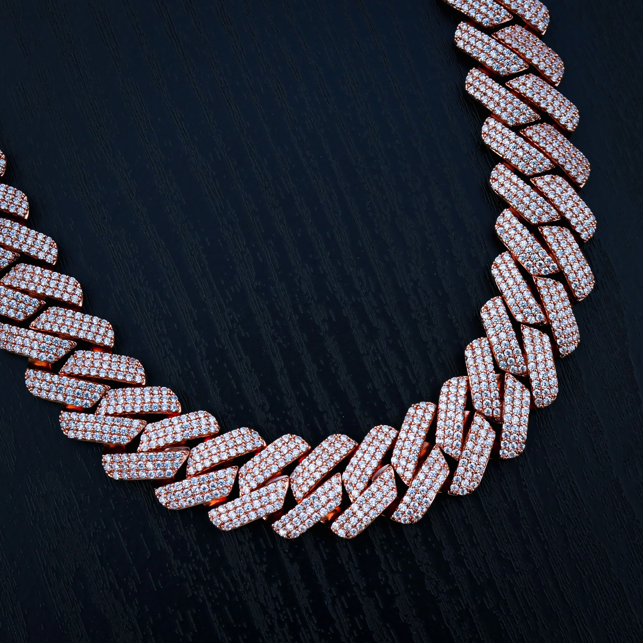 19mm Diamond Prong Link Cuban Chain - Rose Gold - Image 2