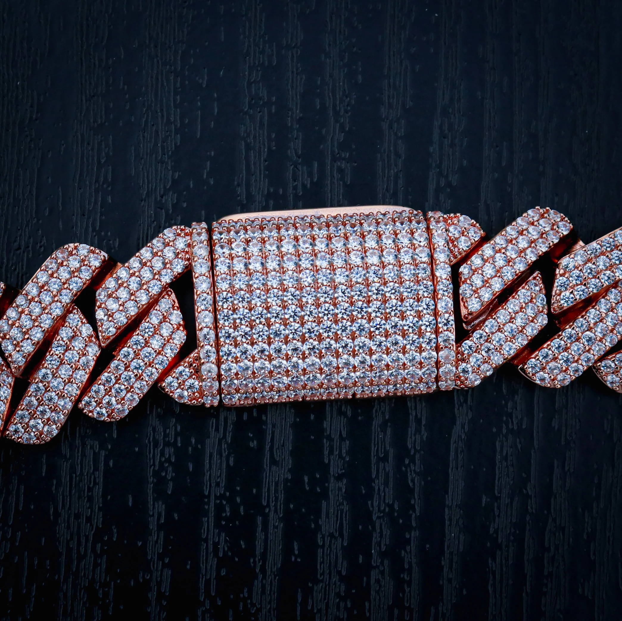 19mm Diamond Prong Link Cuban Chain - Rose Gold - Image 3