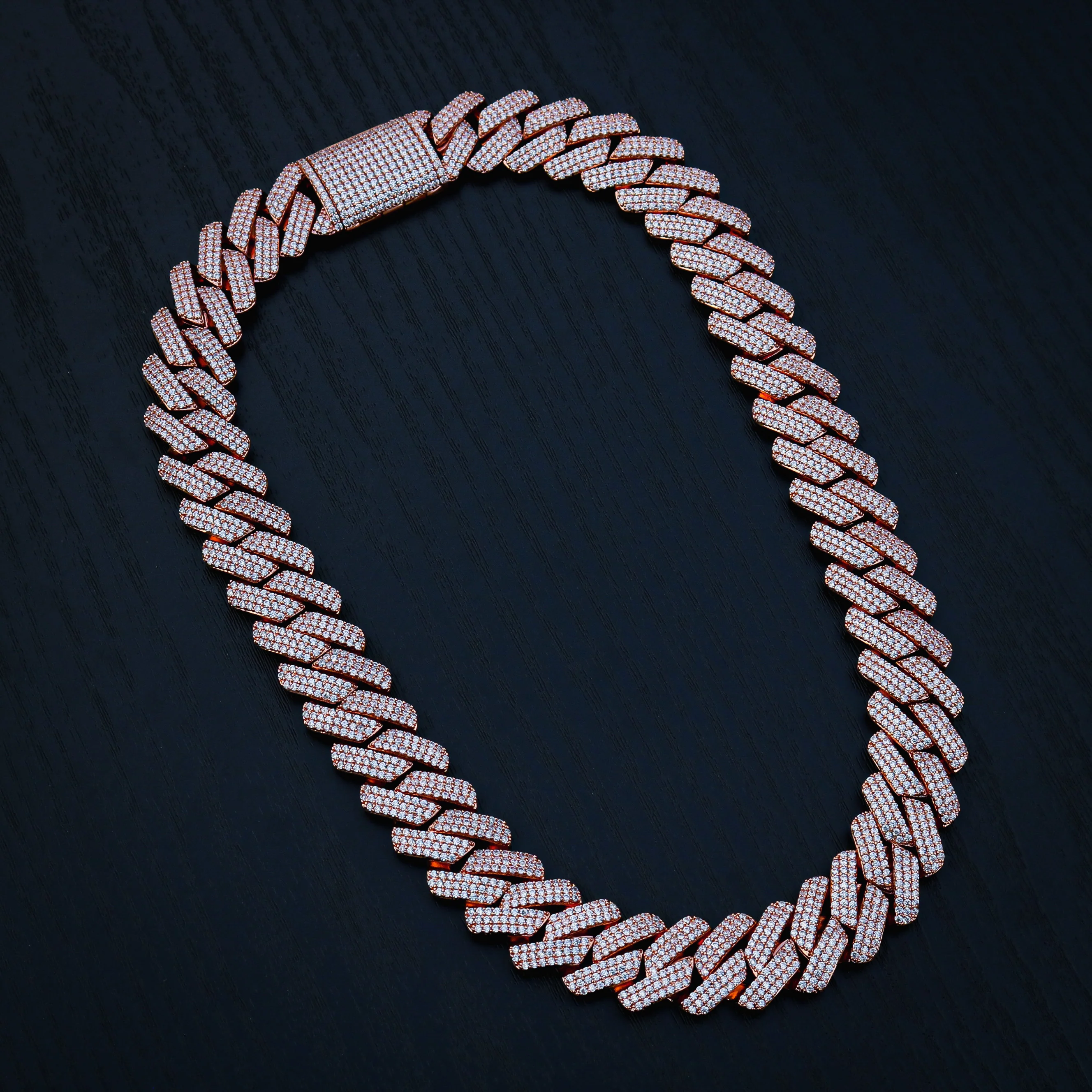 19mm Diamond Prong Link Cuban Chain - Rose Gold - Image 4