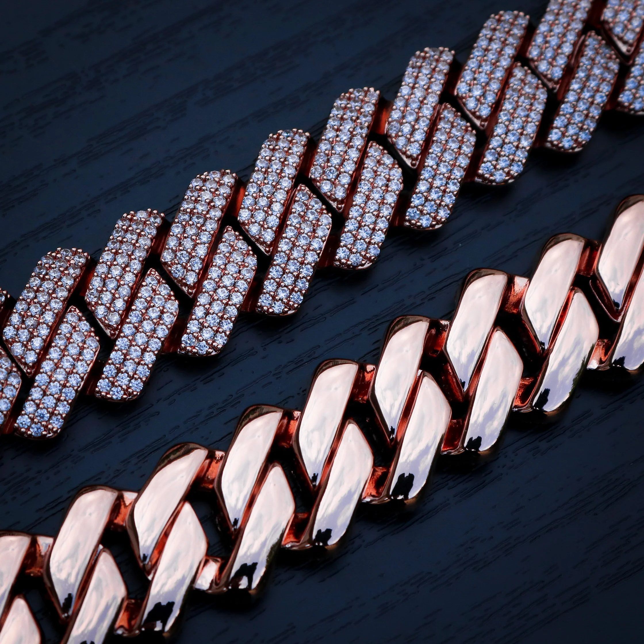 19mm Diamond Prong Link Cuban Chain - Rose Gold - Image 5