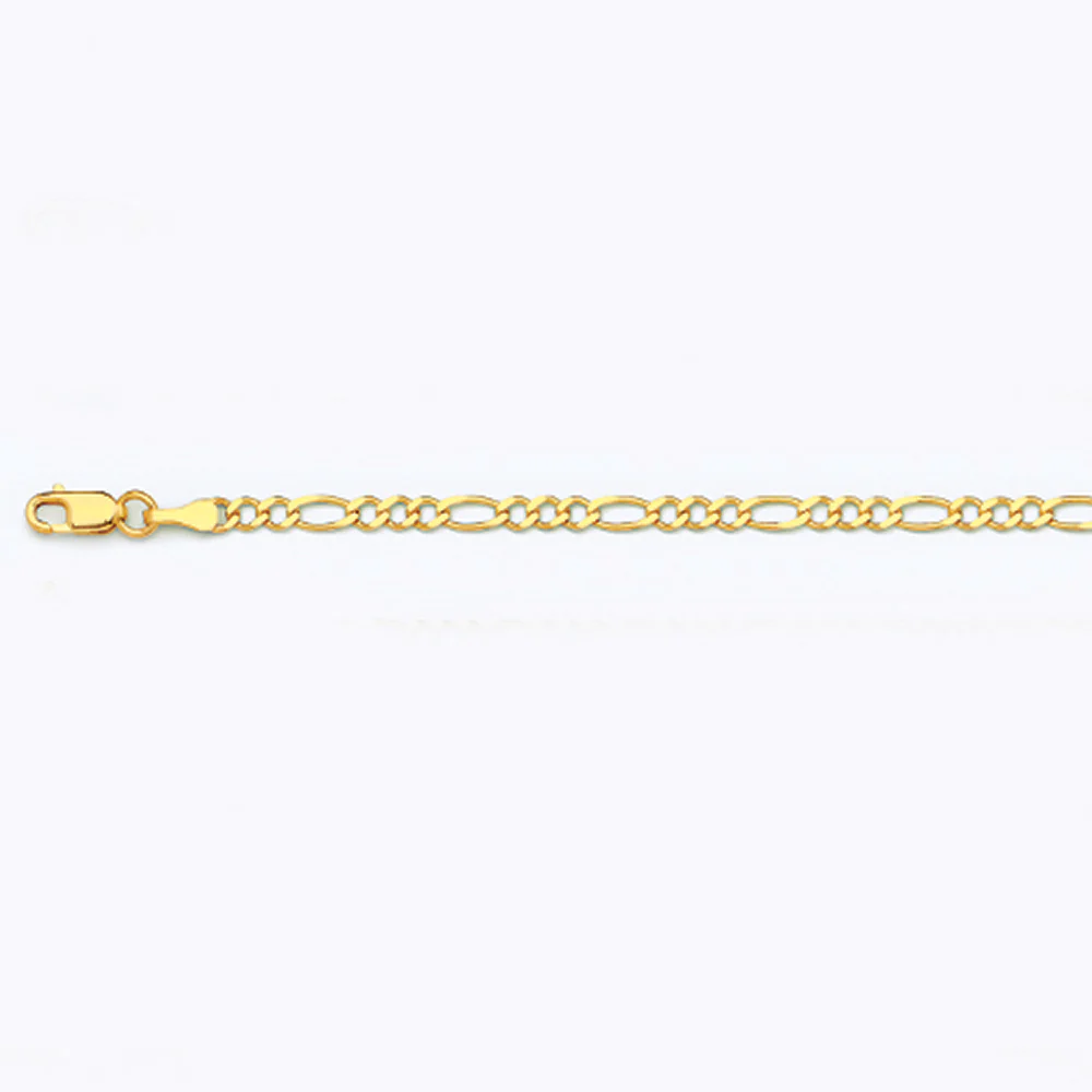 2.5mm Solid Figaro Chain - 14k Gold - Image 2
