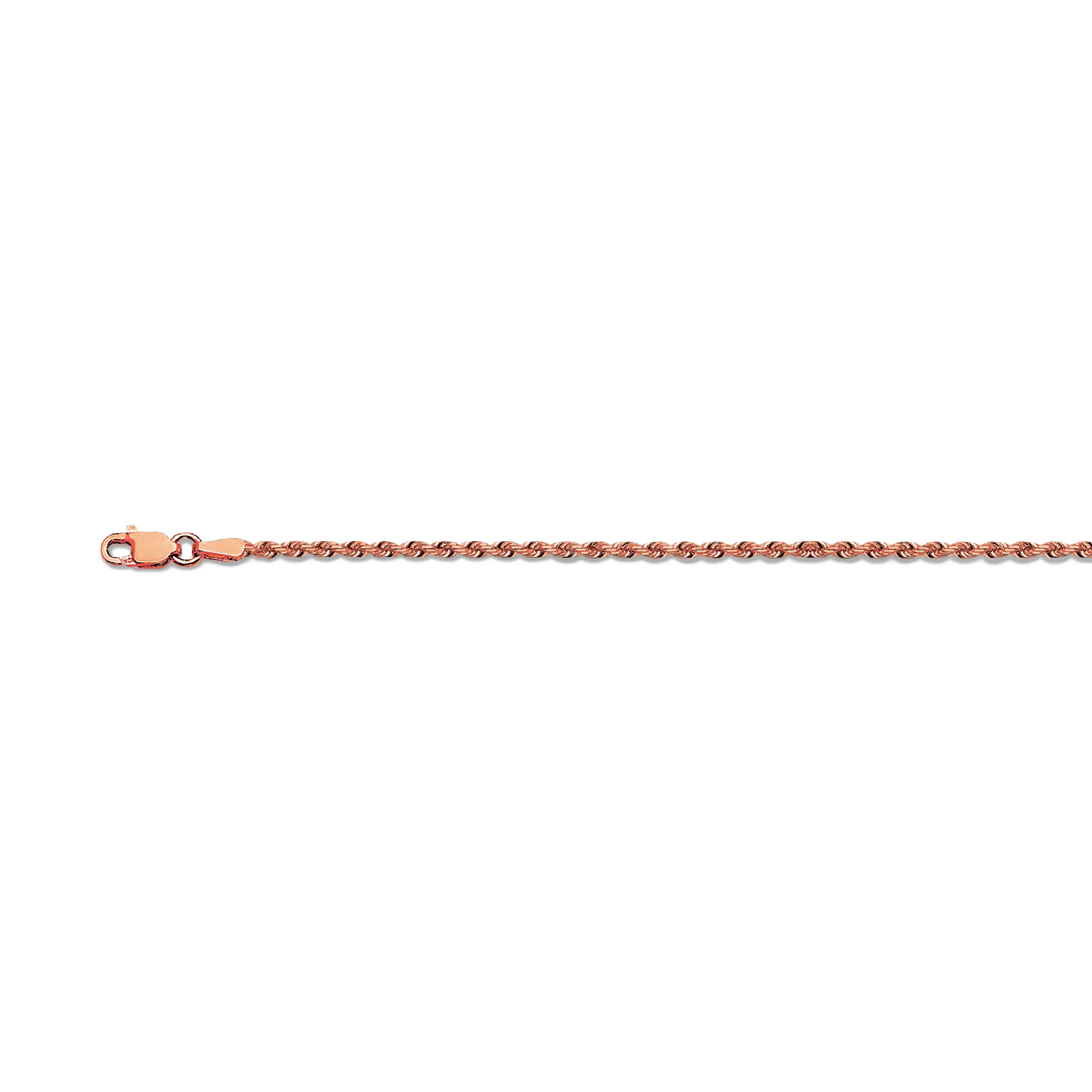 2.5mm Solid Diamond Cut Rope Chain - 14k Rose Gold - Image 2