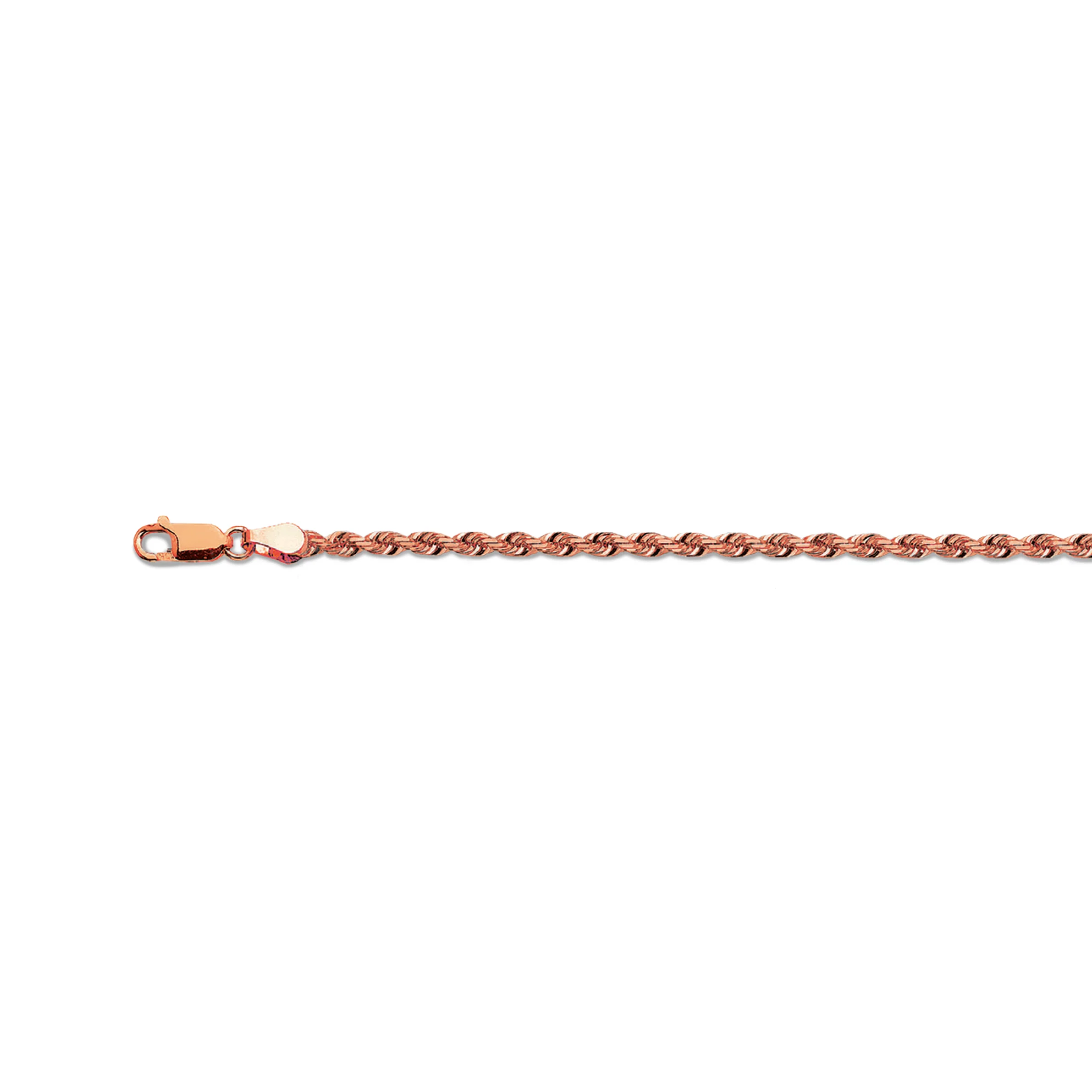 3.5mm Solid Diamond Cut Rope Chain - 14k Rose Gold - Image 2