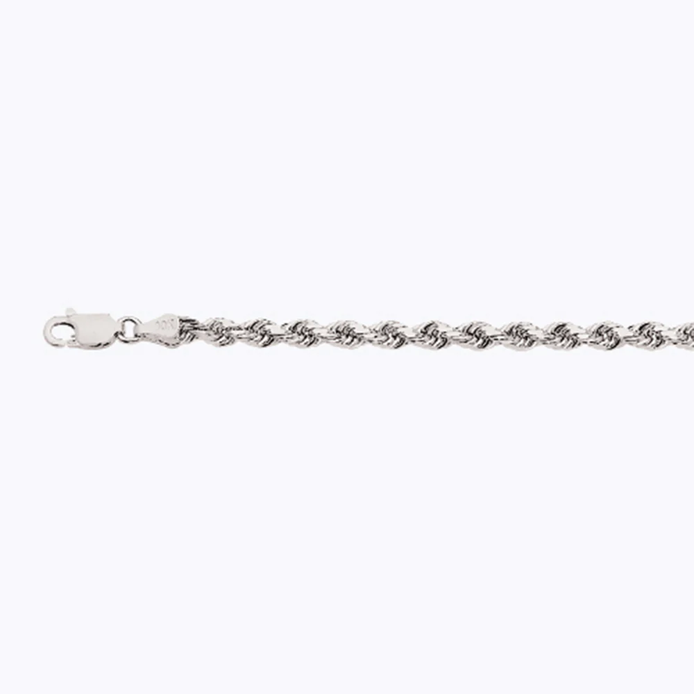 3.5mm Solid Diamond Cut Rope Chain - 14k White Gold - Image 2