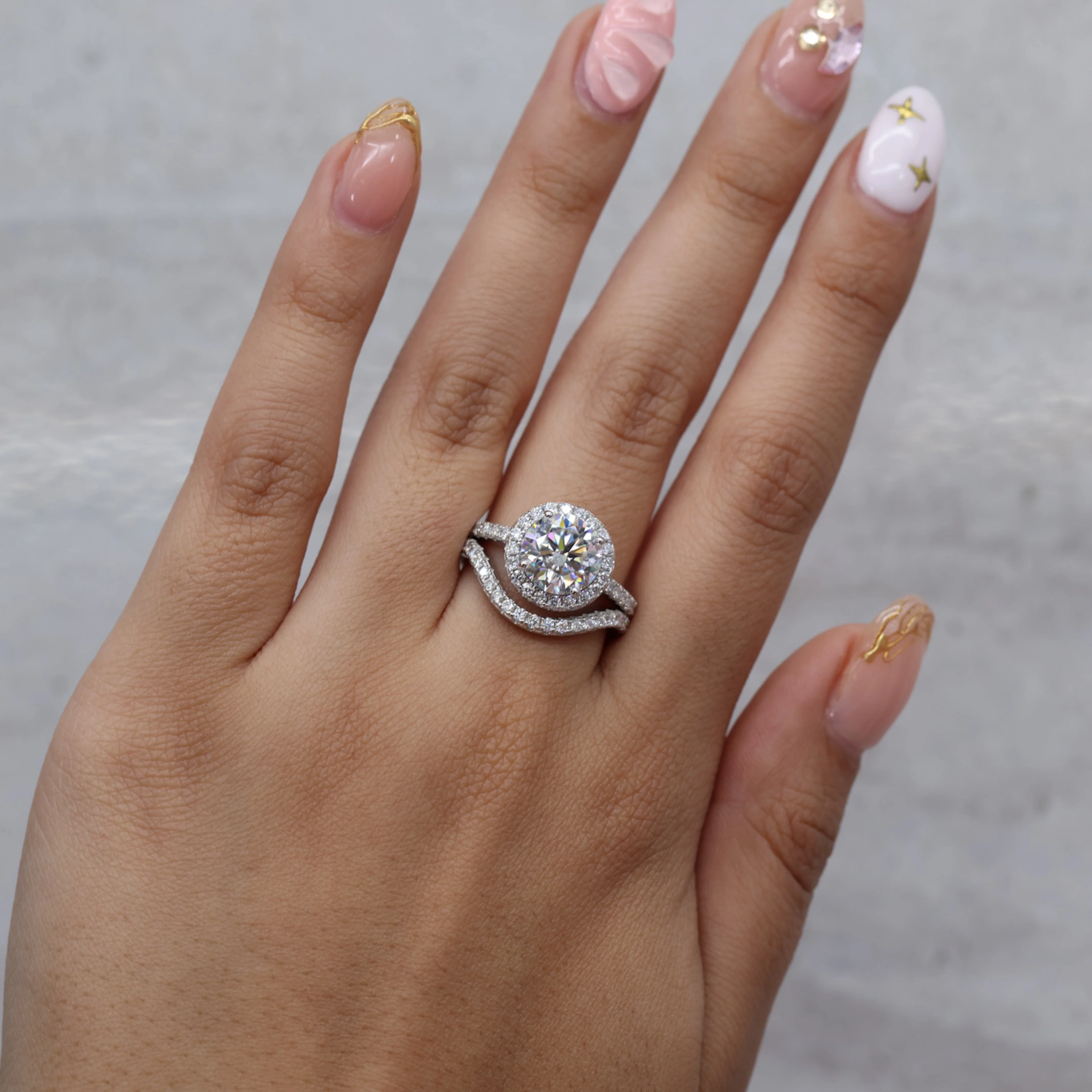 3ct Moissanite Round Brilliant Cut Halo Ring - 925 Silver - Image 4