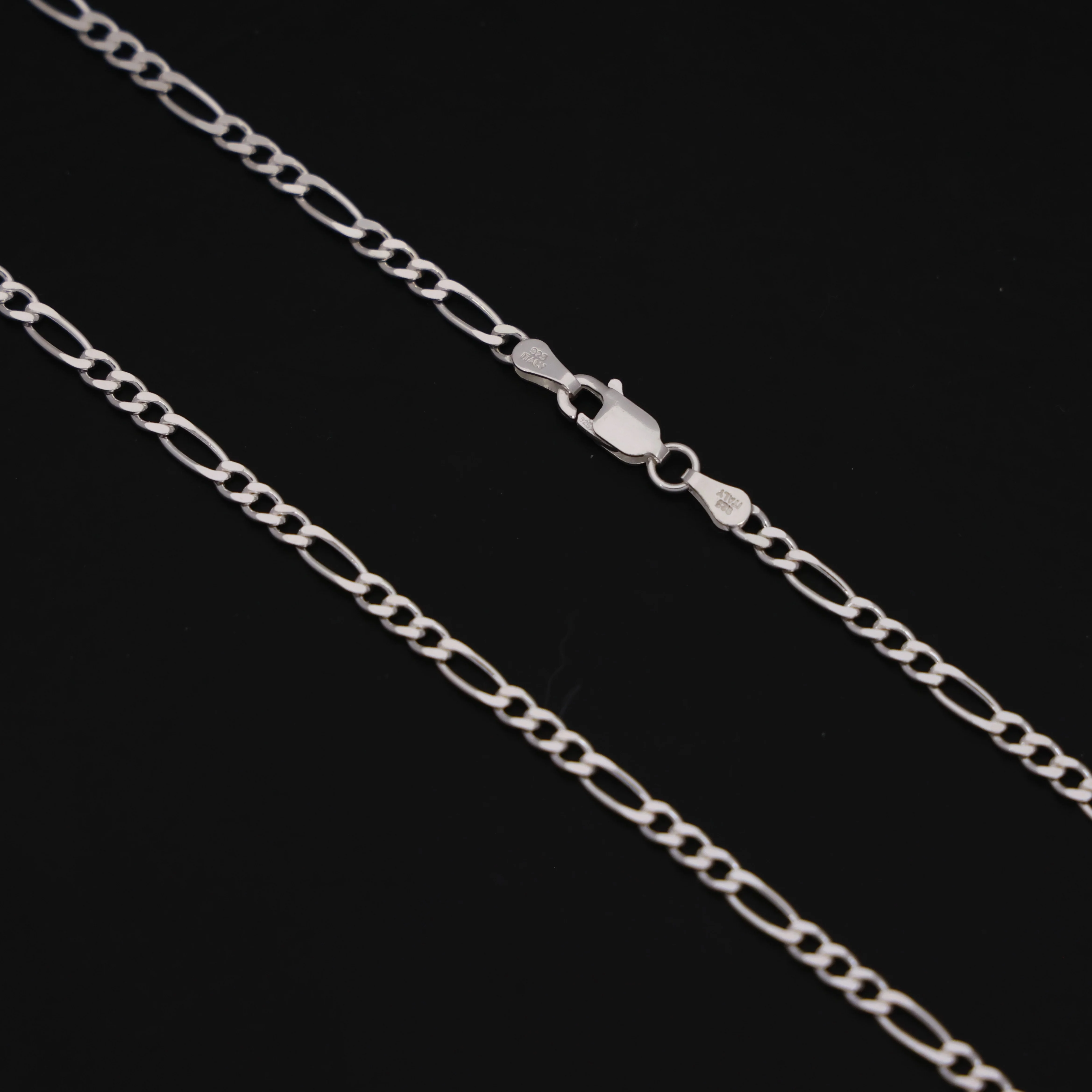3mm Figaro Necklace - 925 Silver - Image 2