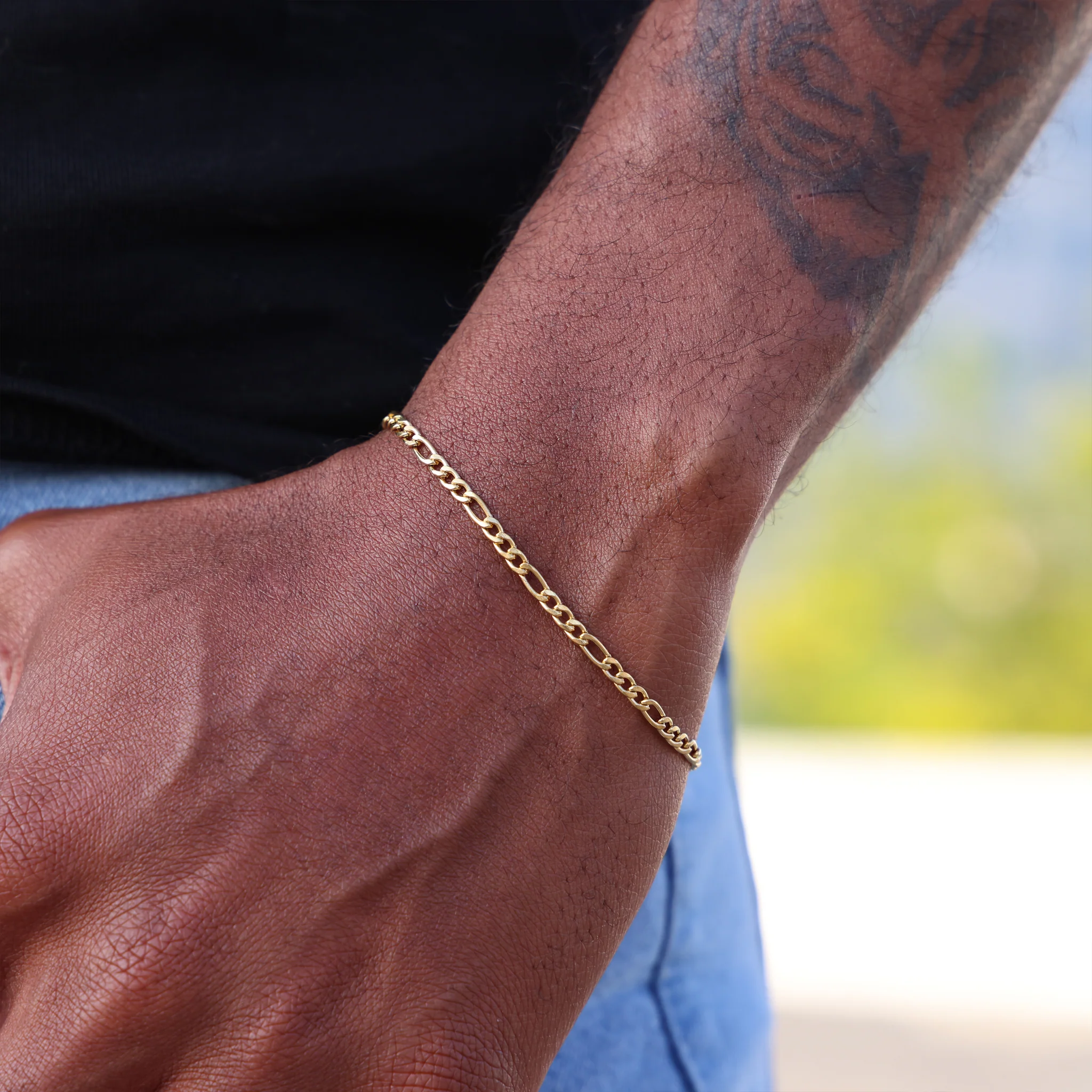 3mm Figaro Bracelet - Gold