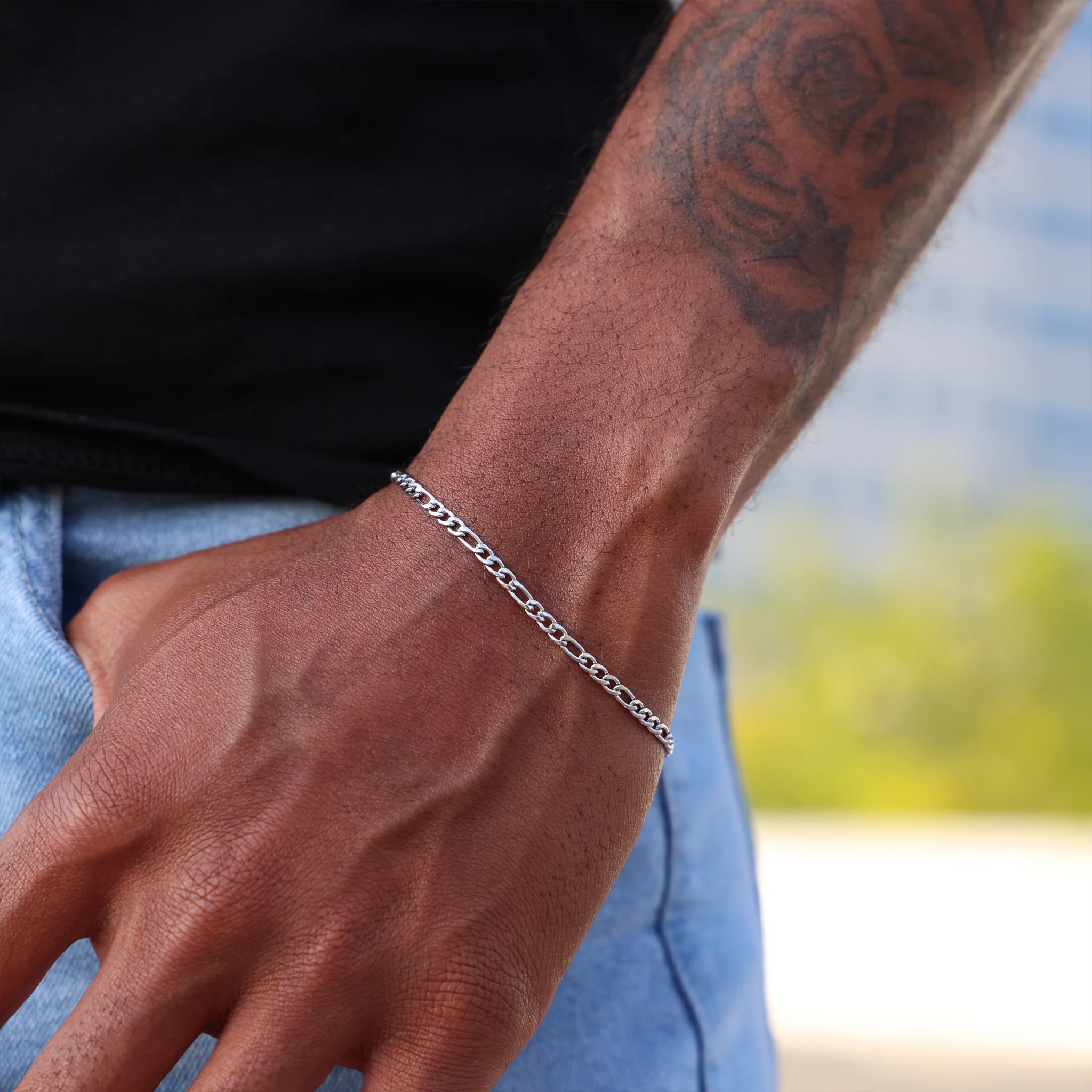 3mm Figaro Bracelet - Premium 316L Stainless - Image 2