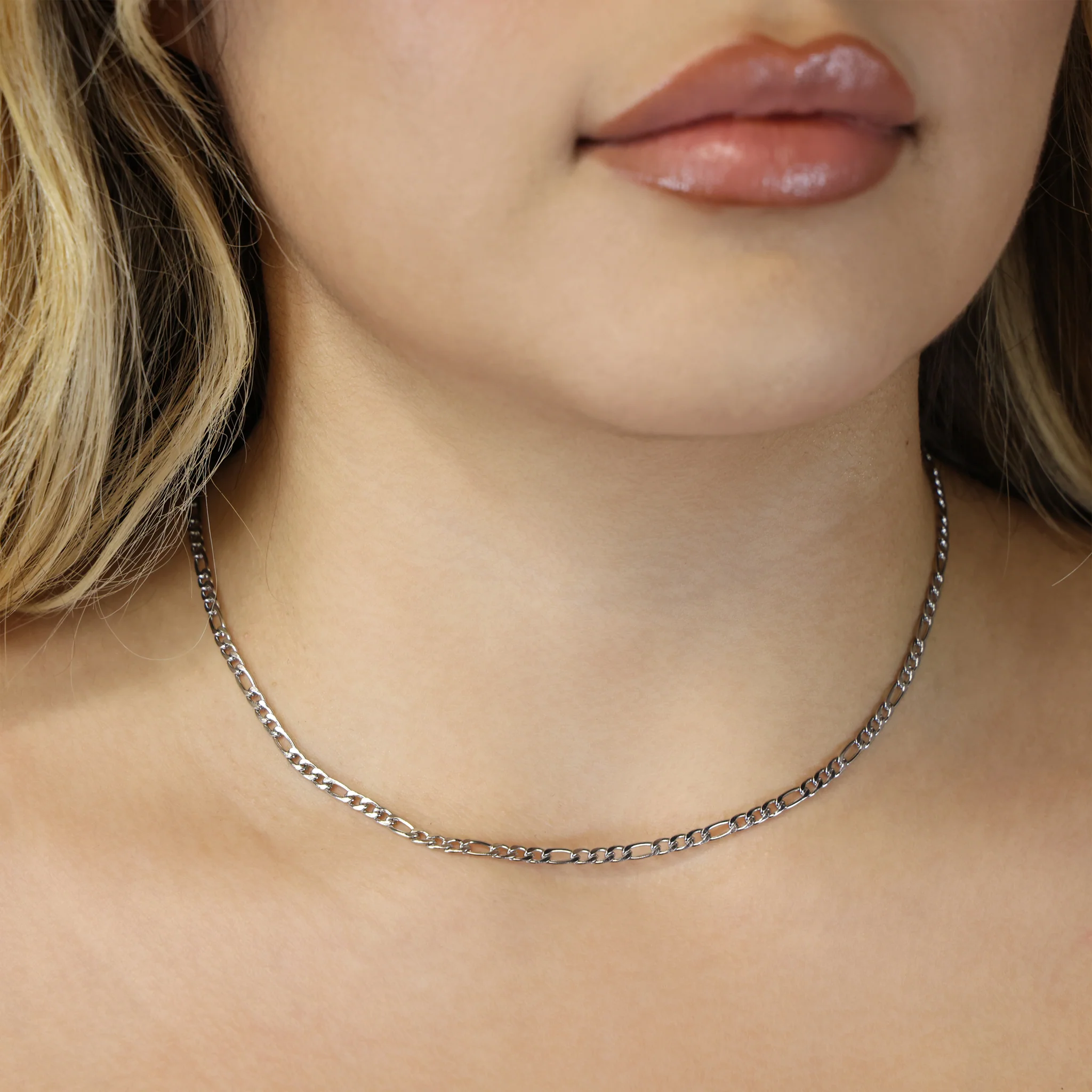 3mm Figaro Necklace - Premium 316L Stainless - Image 3