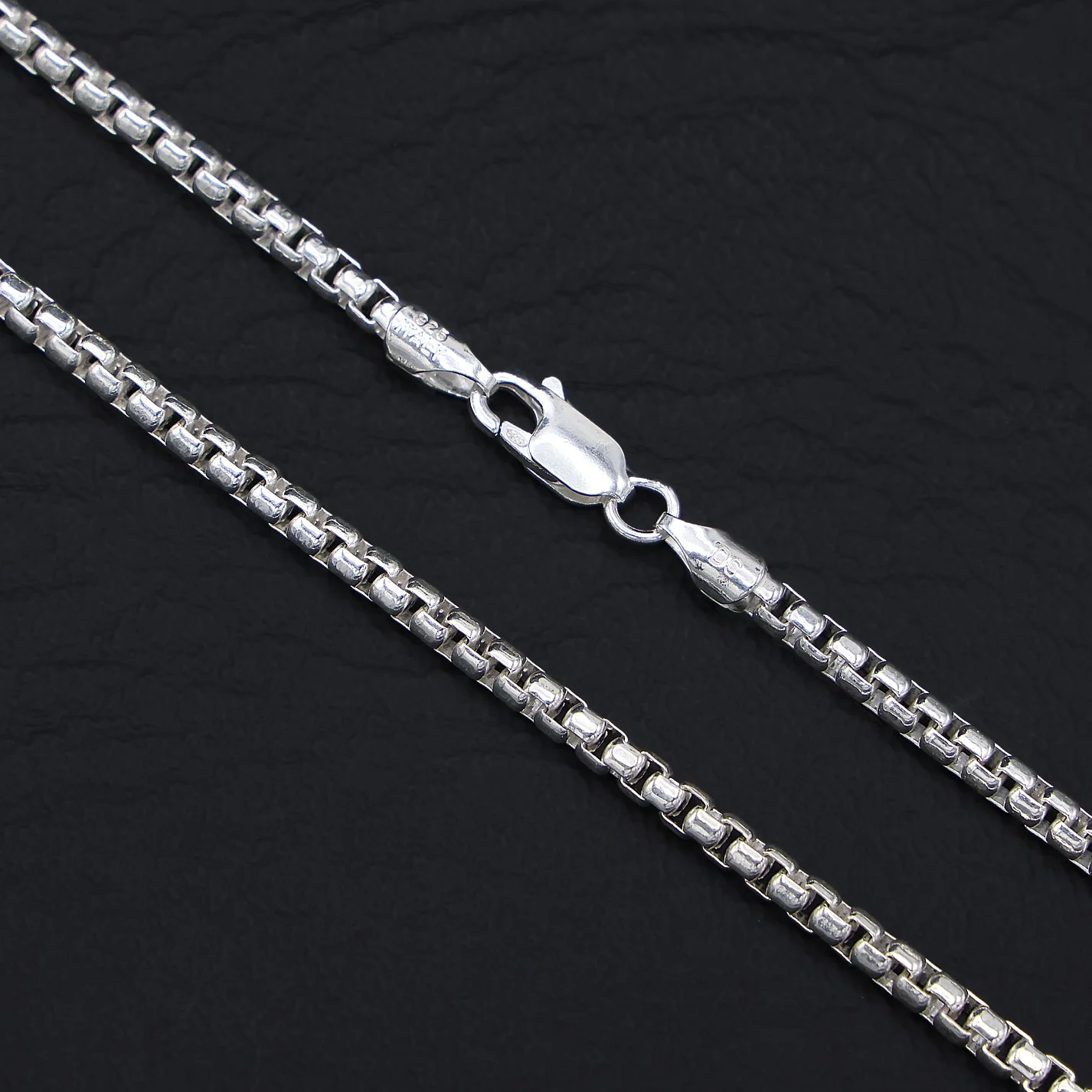 3mm Round Box Chain - 925 Silver - Image 2