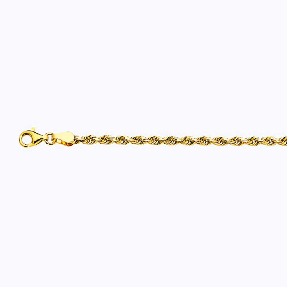 3mm Solid Diamond Cut Rope Chain - 10k Gold - Image 2