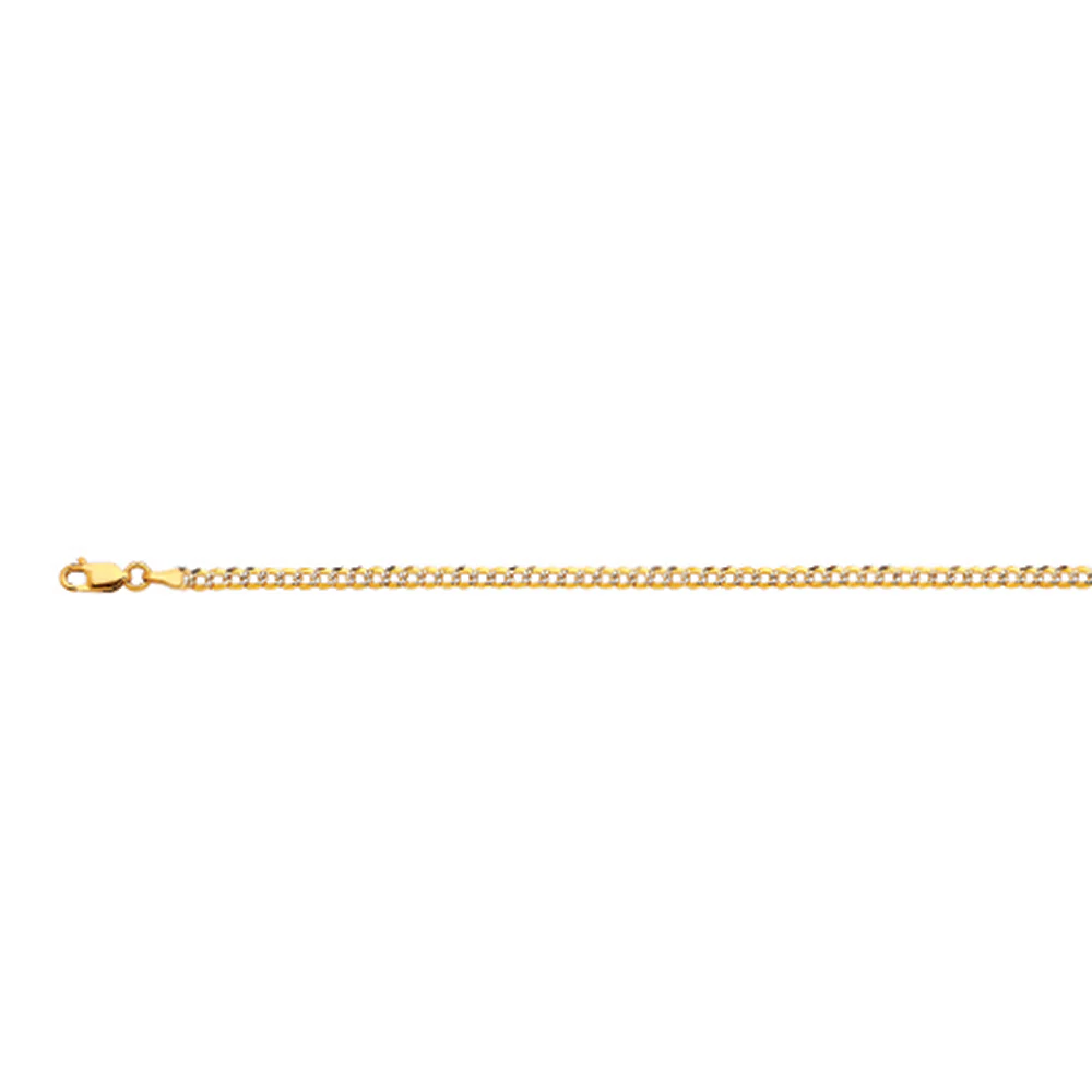 3mm Solid Pave Curb Cuban Chain - 14k Gold - Image 2