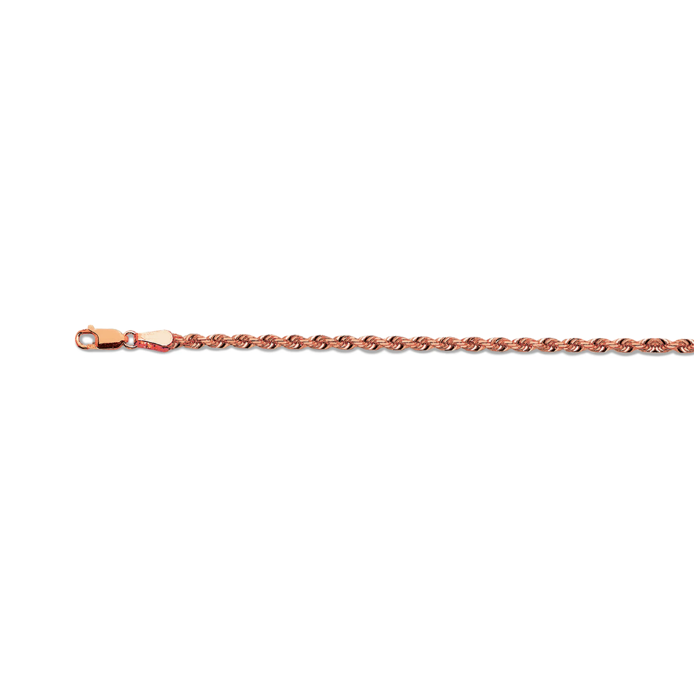 3mm Solid Diamond Cut Rope Chain - 14k Rose Gold - Image 2
