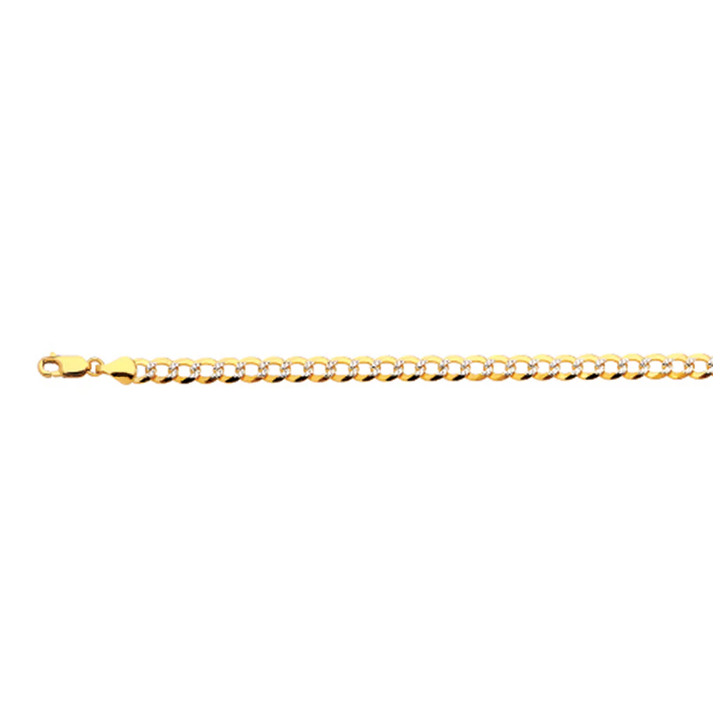 5.5mm Solid Pave Curb Cuban Chain - 14k Gold - Image 3