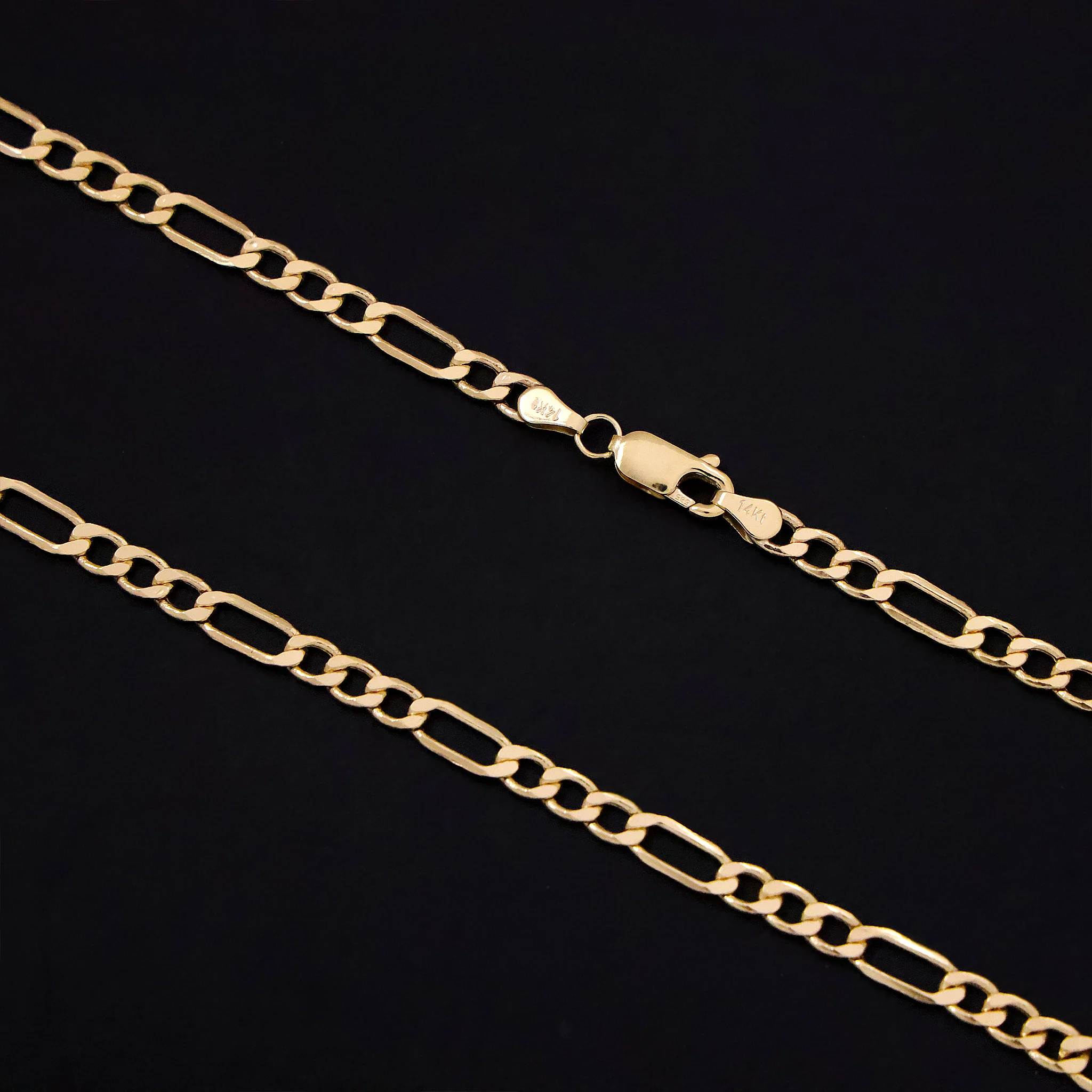 4mm Hollow Figaro Chain - 14k Gold - Image 2