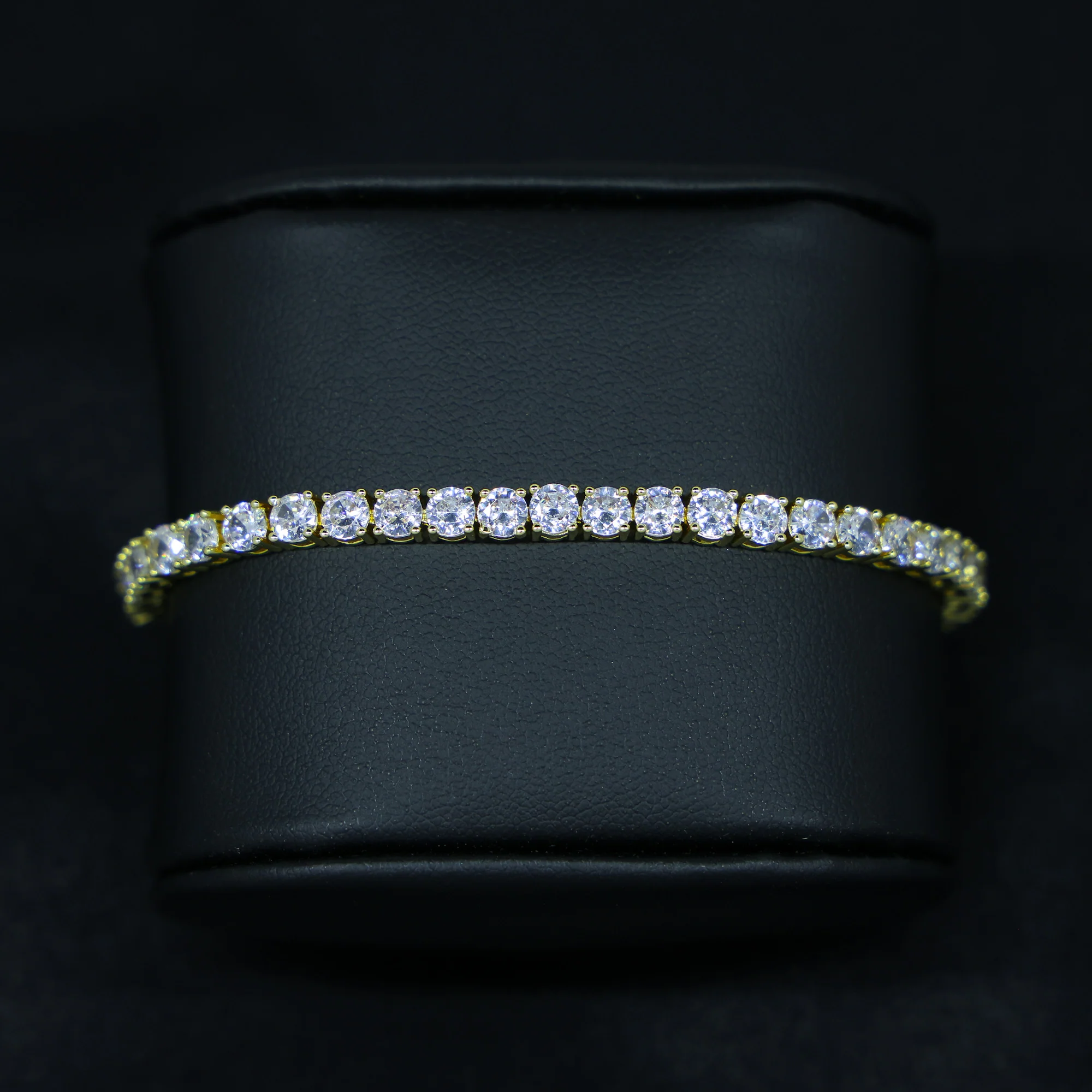 4mm Moissanite Tennis bracelet - Gold over 925 Silver