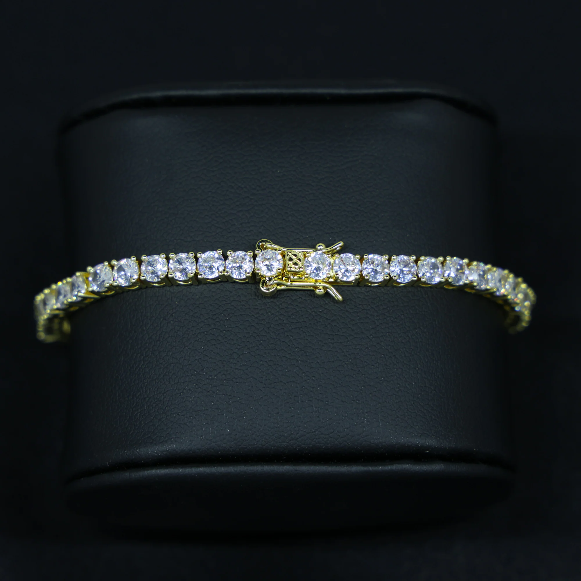 4mm Moissanite Tennis bracelet - Gold over 925 Silver - Image 2