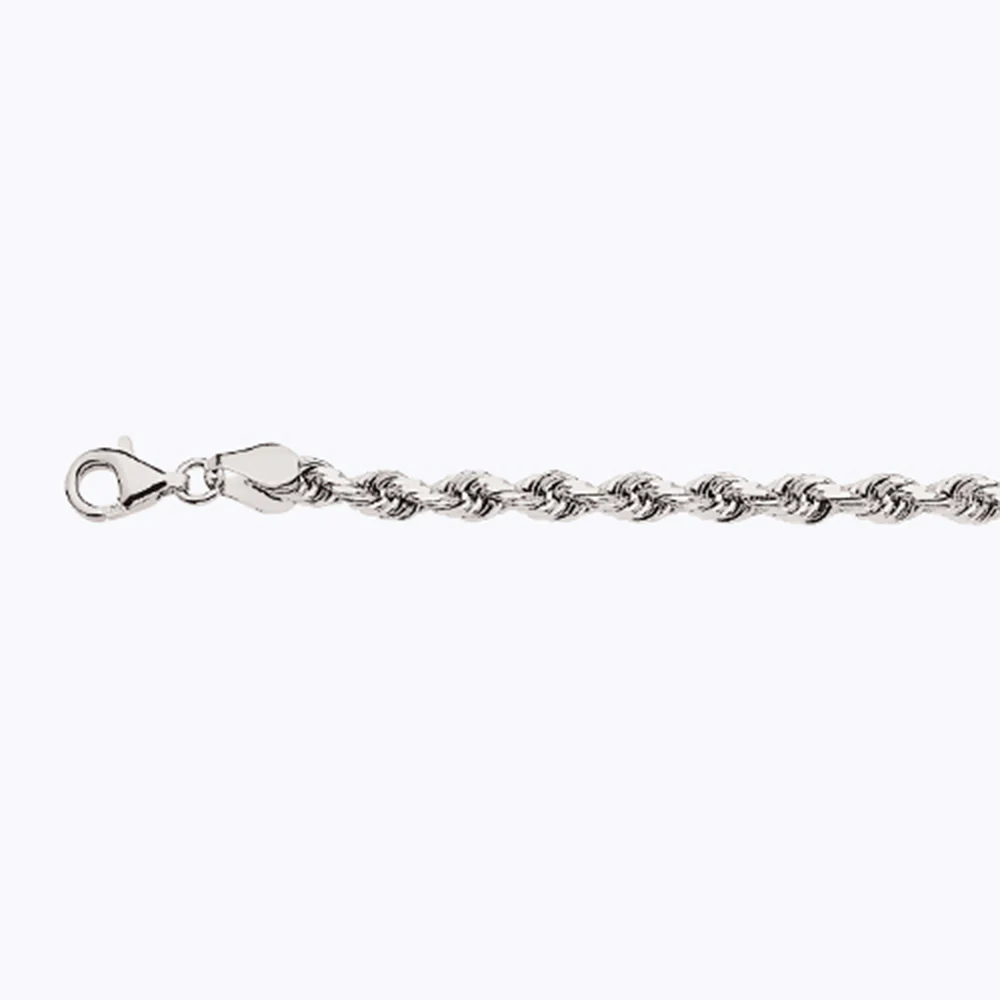 4mm Solid Diamond Cut Rope Chain - 14k White Gold - Image 2