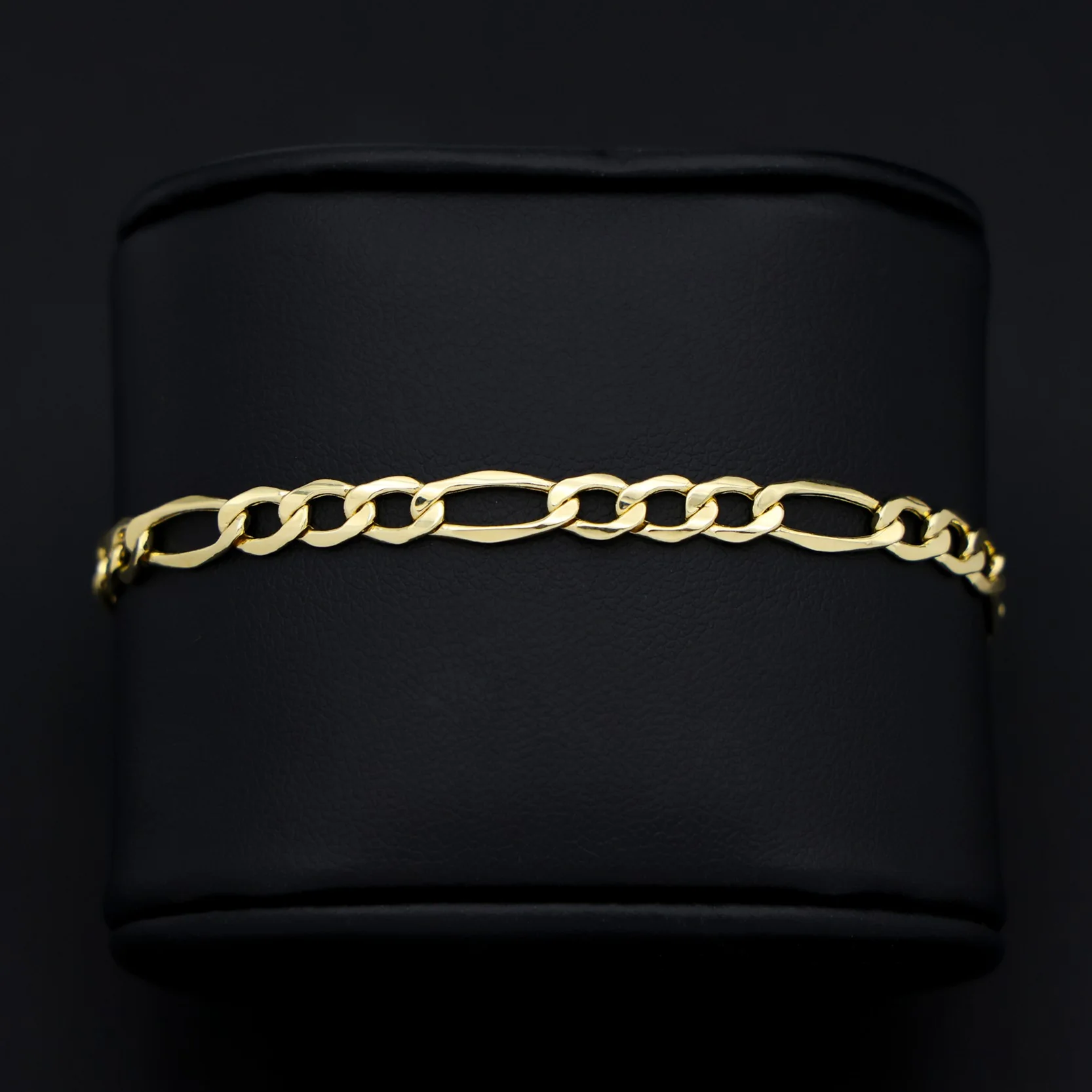 5.5mm Hollow Figaro Bracelet - 14k Gold