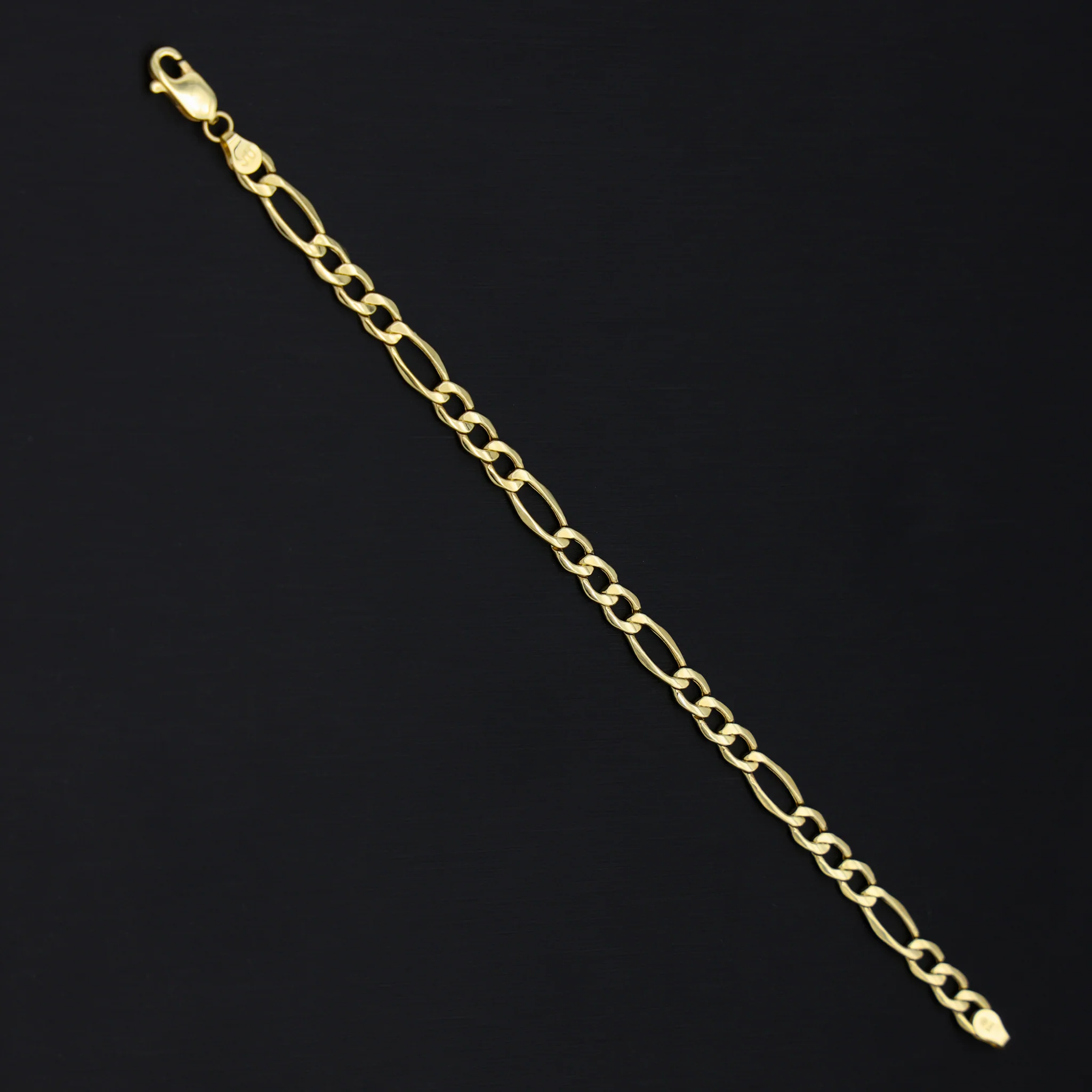 5.5mm Hollow Figaro Bracelet - 14k Gold - Image 3