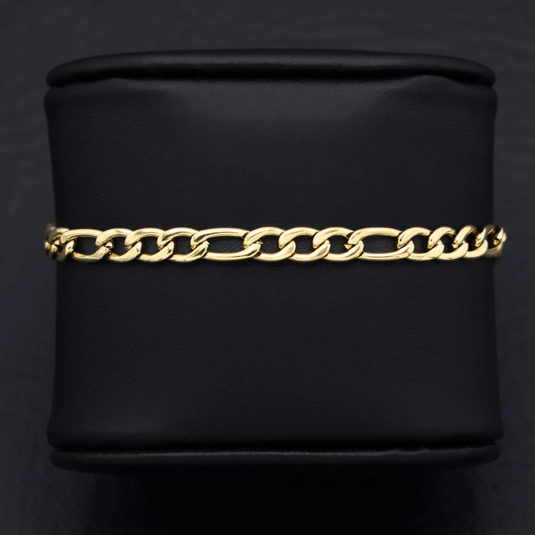 5mm Figaro Bracelet - Gold - Image 5