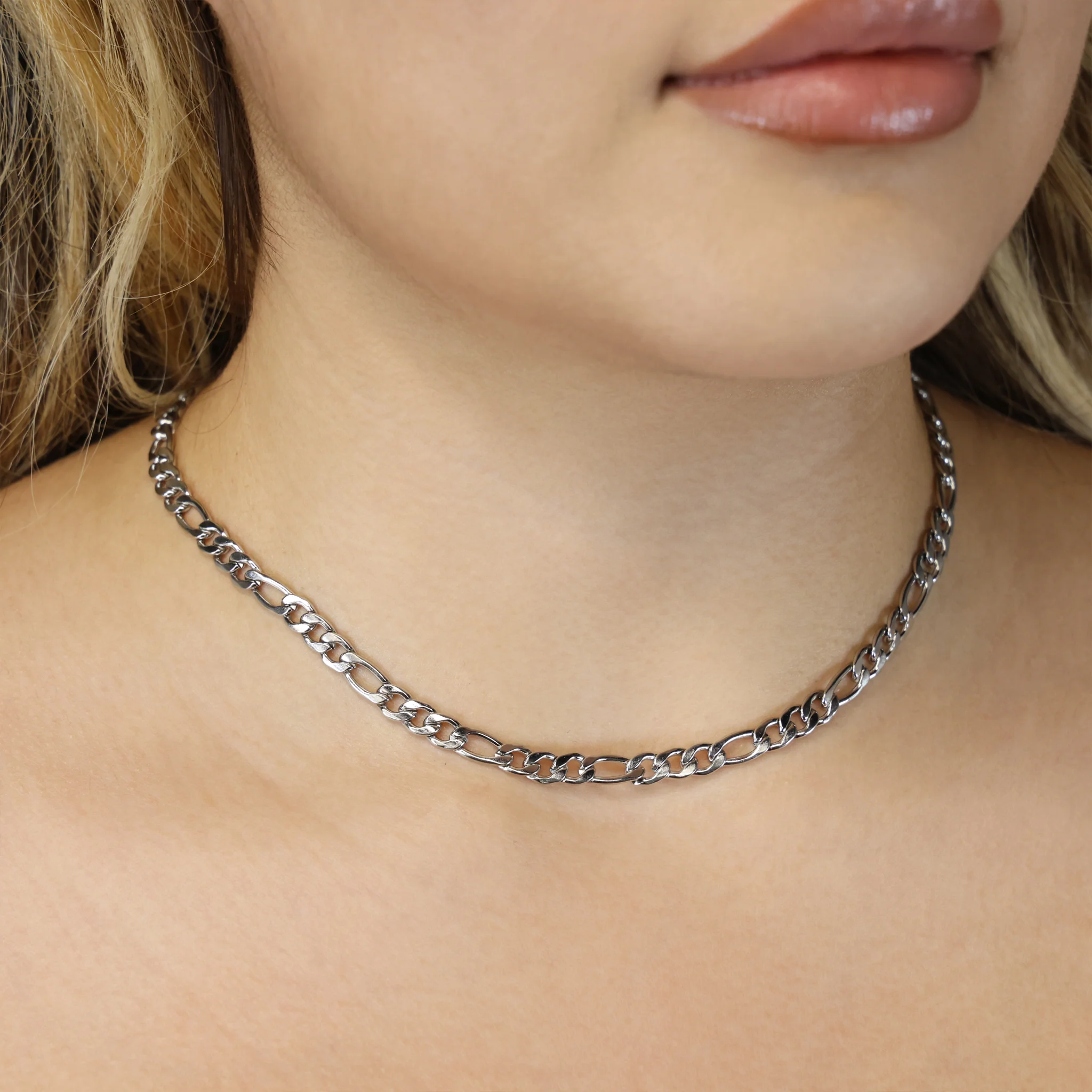 5mm Figaro Necklace - Premium 316L Stainless - Image 3
