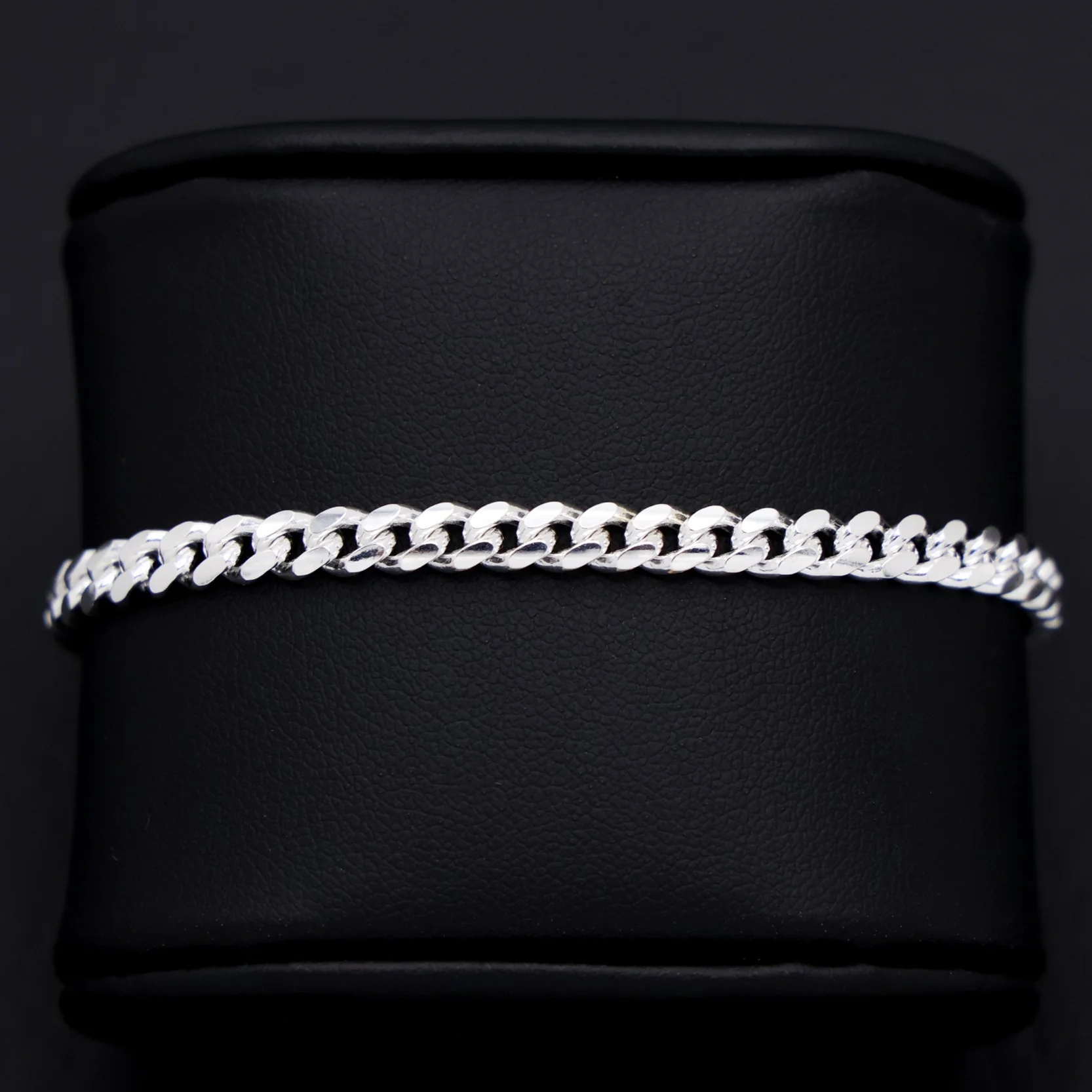 5mm Solid Round Curb Cuban Bracelet - 925 Silver