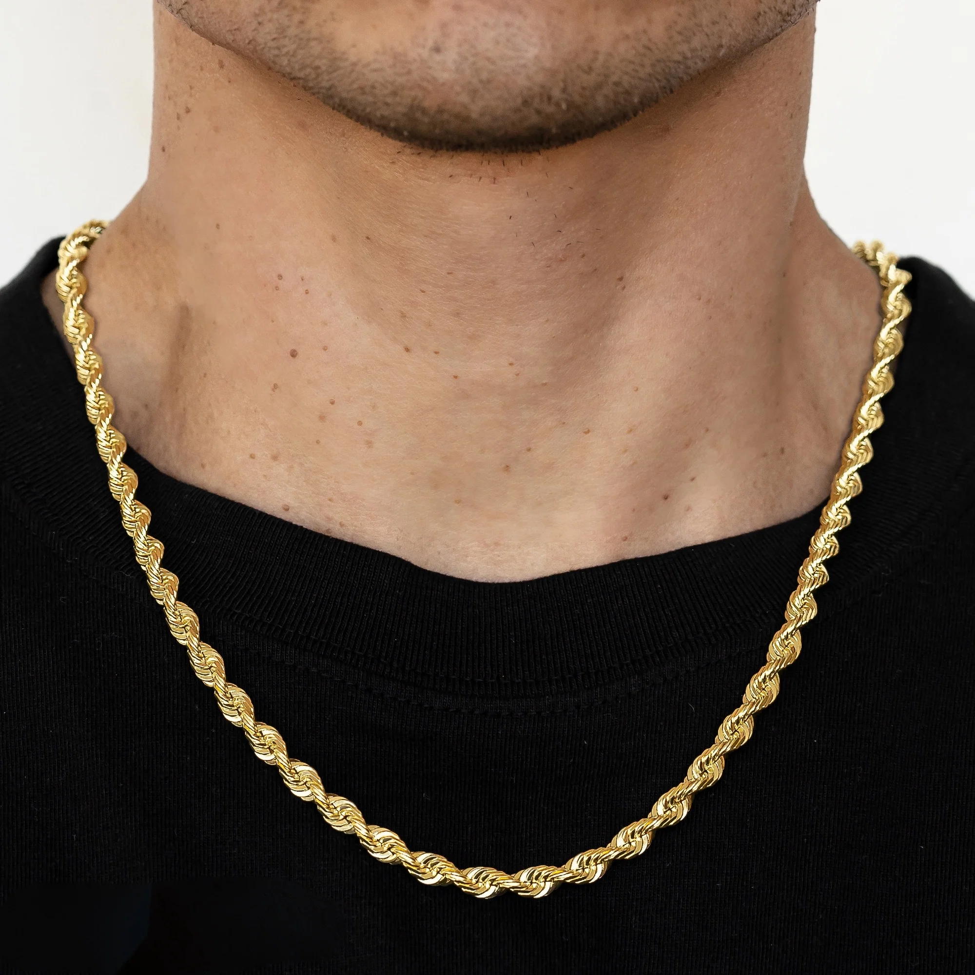 6mm Solid Diamond Cut Rope Chain - 10k Gold