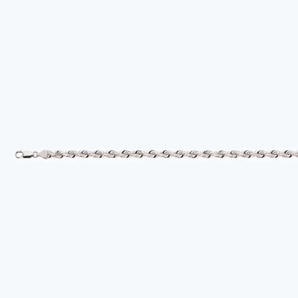 6mm Solid Diamond Cut Rope Chain - 14k White Gold - Image 2