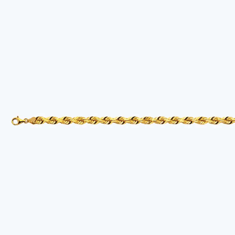 7mm Solid Diamond Cut Rope Chain - 10k Gold - Image 2