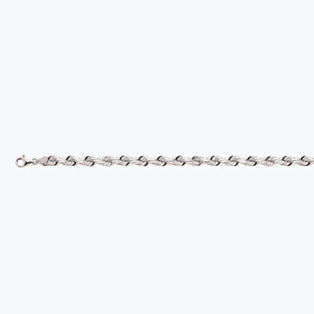 7mm Solid Diamond Cut Rope Chain - 14k White Gold - Image 2