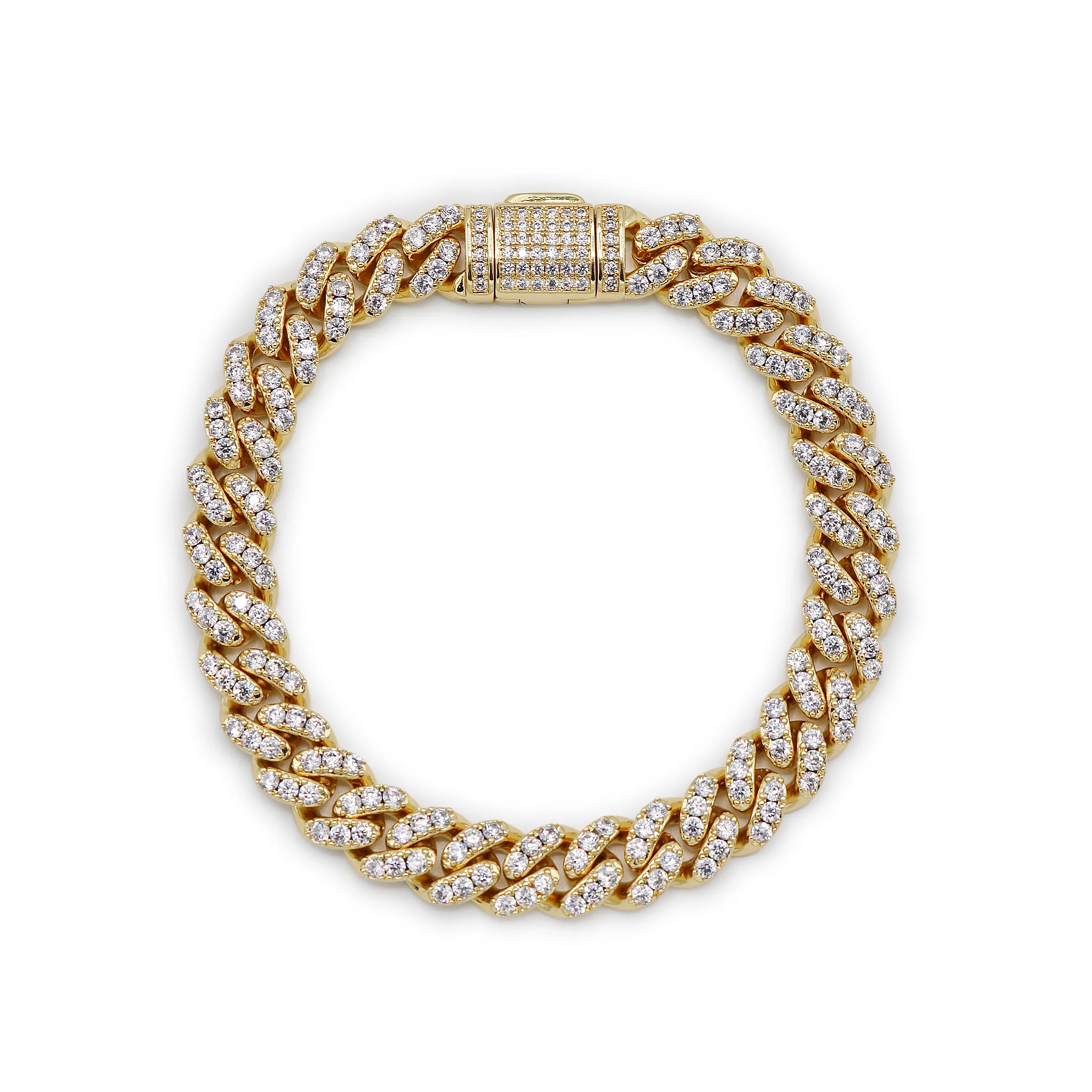 8mm Iced Out Cuban Bracelet - Gold - Image 5