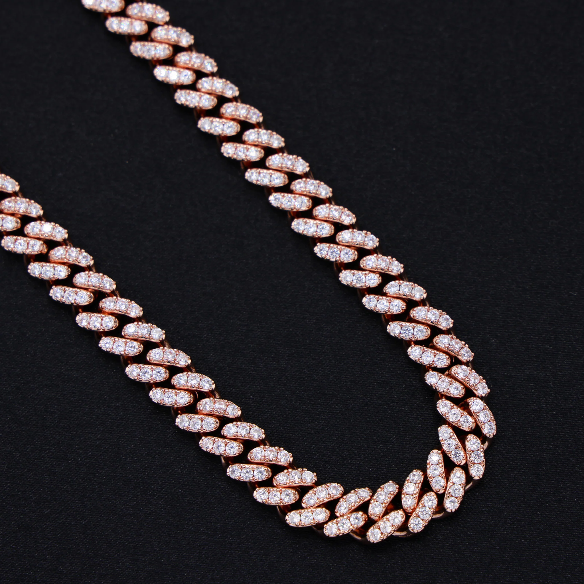 8mm Iced out Cuban Necklace - Rose Gold - Image 4