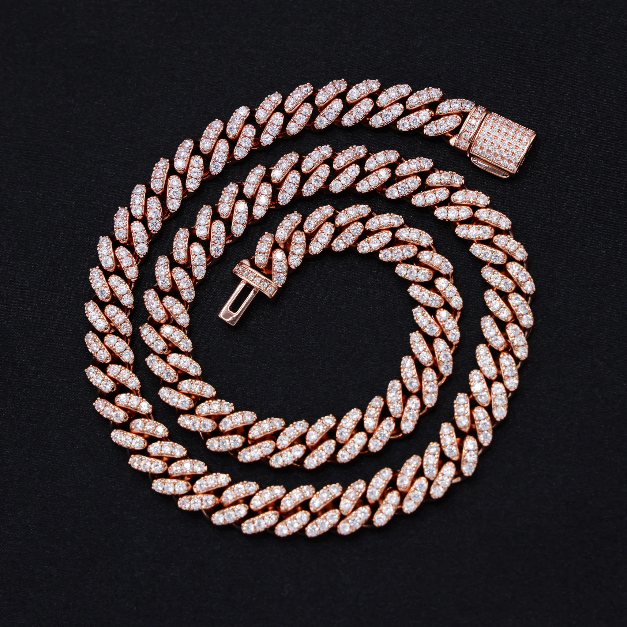 8mm Iced out Cuban Necklace - Rose Gold - Image 5