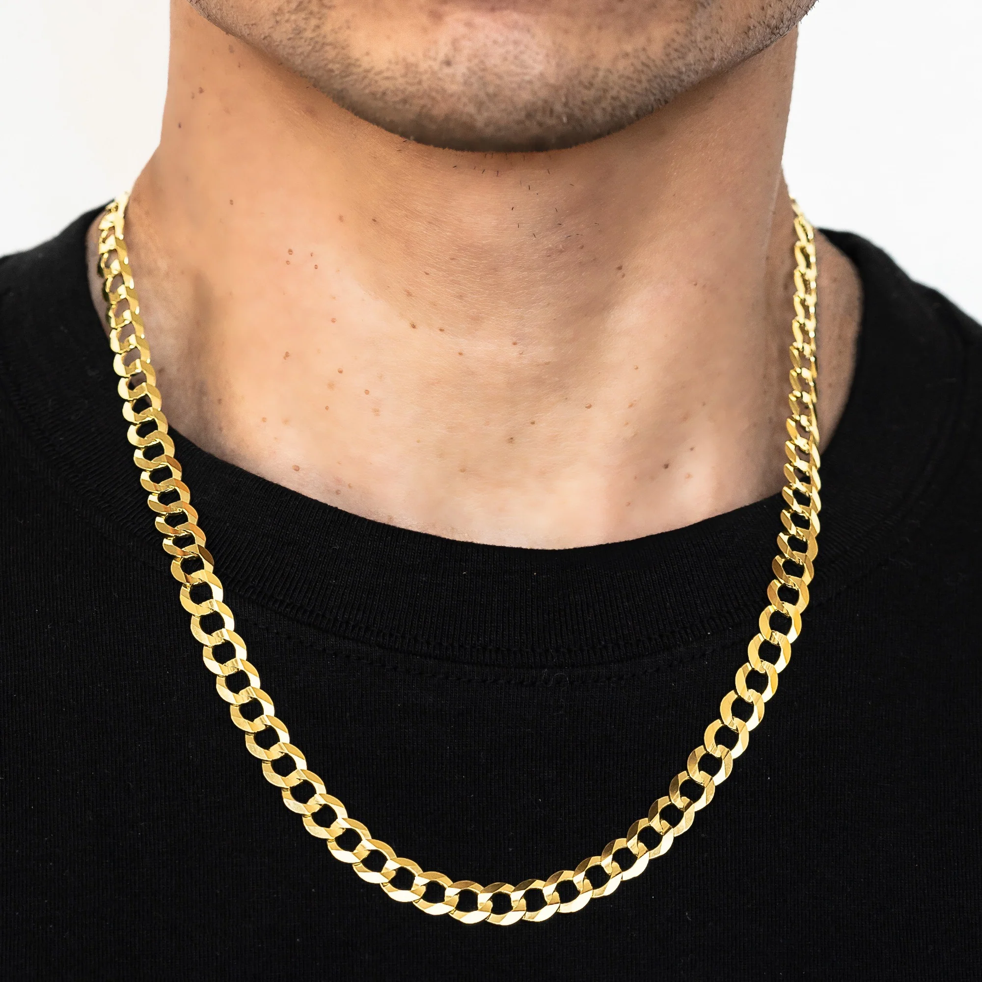 8mm Solid Curb Chain - 14k Gold