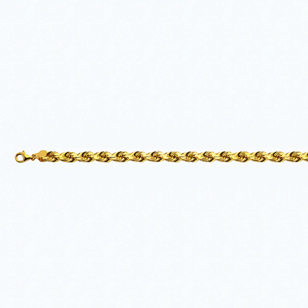 8mm Solid Diamond Cut Rope Chain - 10k Gold - Image 2