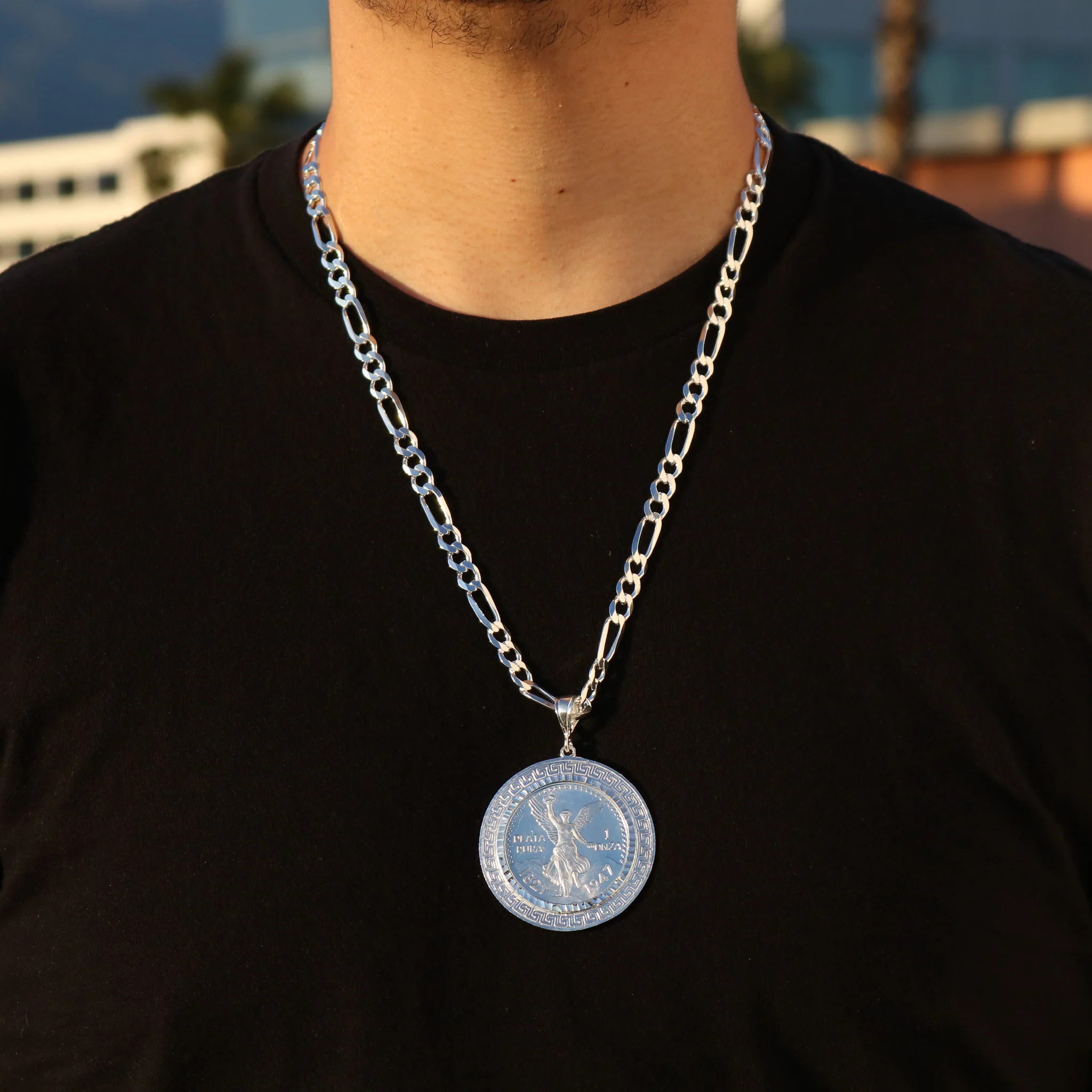 Aztec Bezel Centenario Pendant - 925 Silver - Image 3