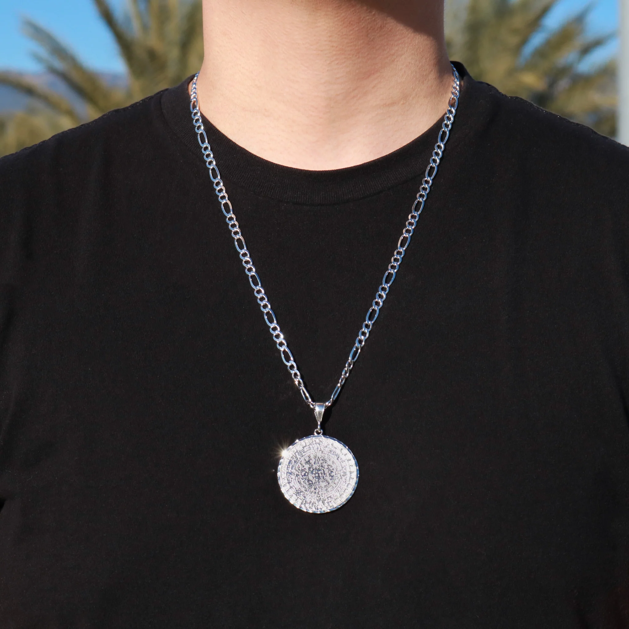 Aztec Calendar Pendant- 925 Silver - Image 4