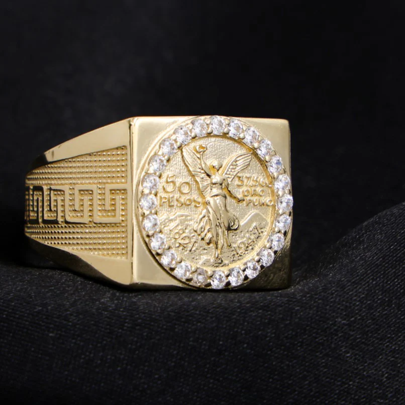Aztec Squared Centenario Ring - 14k Gold