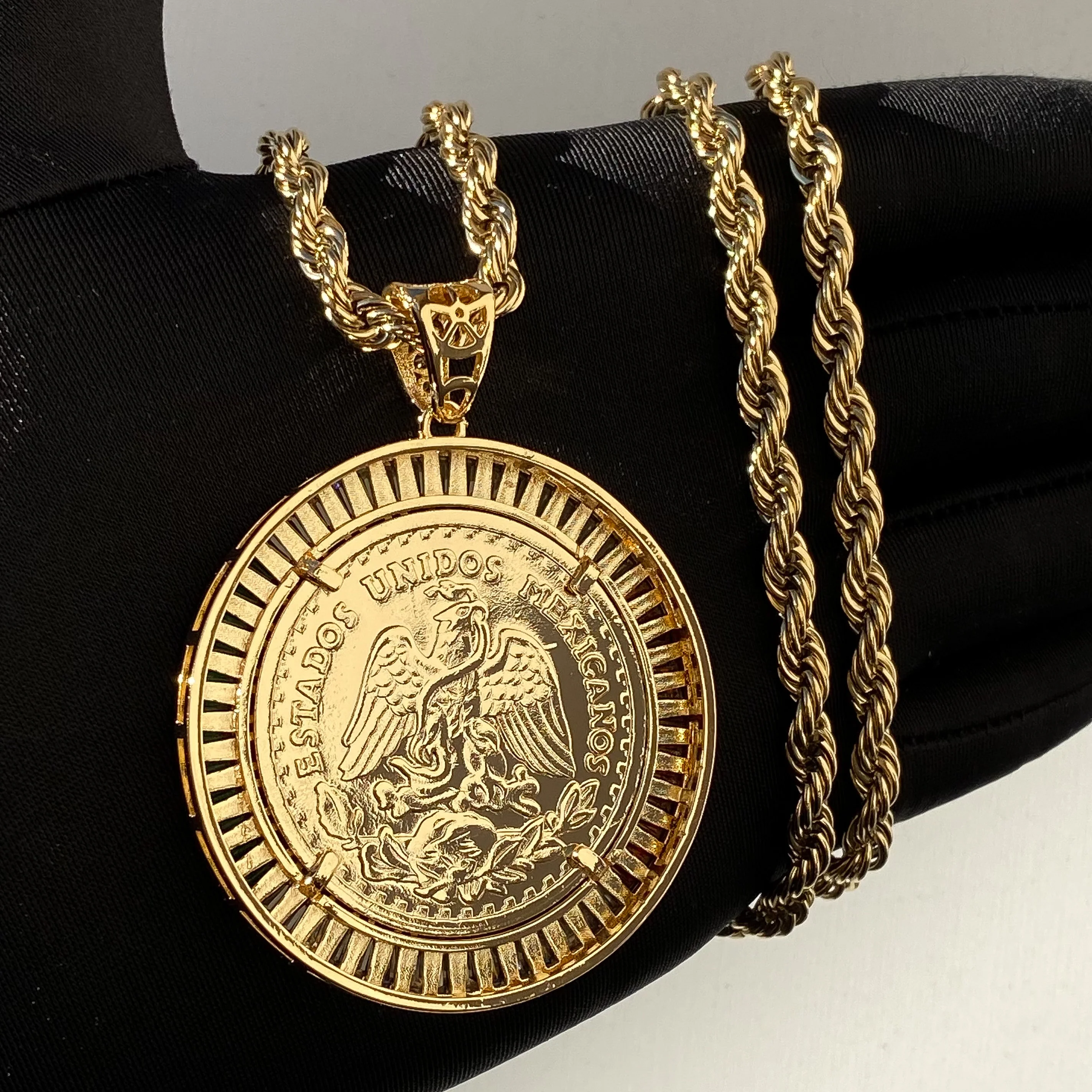 Baguette 3 Color Diamond Centenario Pendant - Image 2